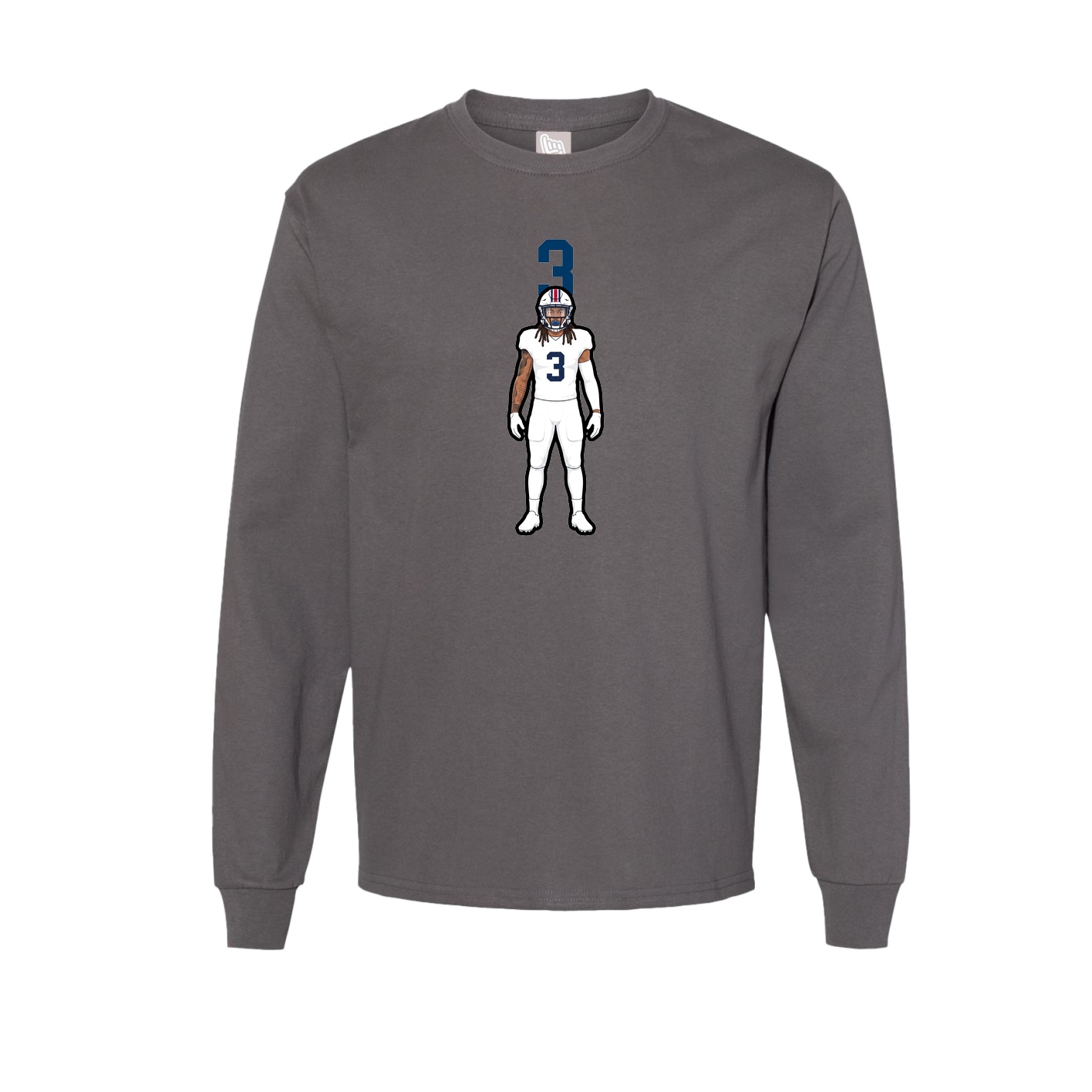 Long Sleeve Tee — Number Top in Grey