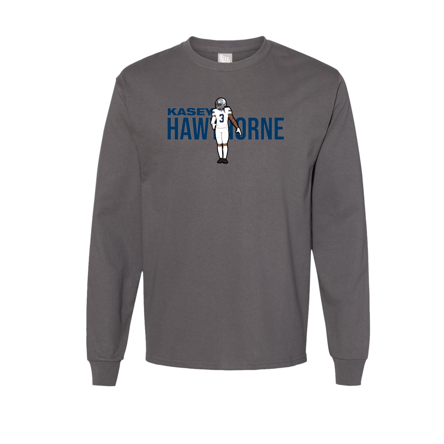 Long Sleeve Tee — Player Name in Grey