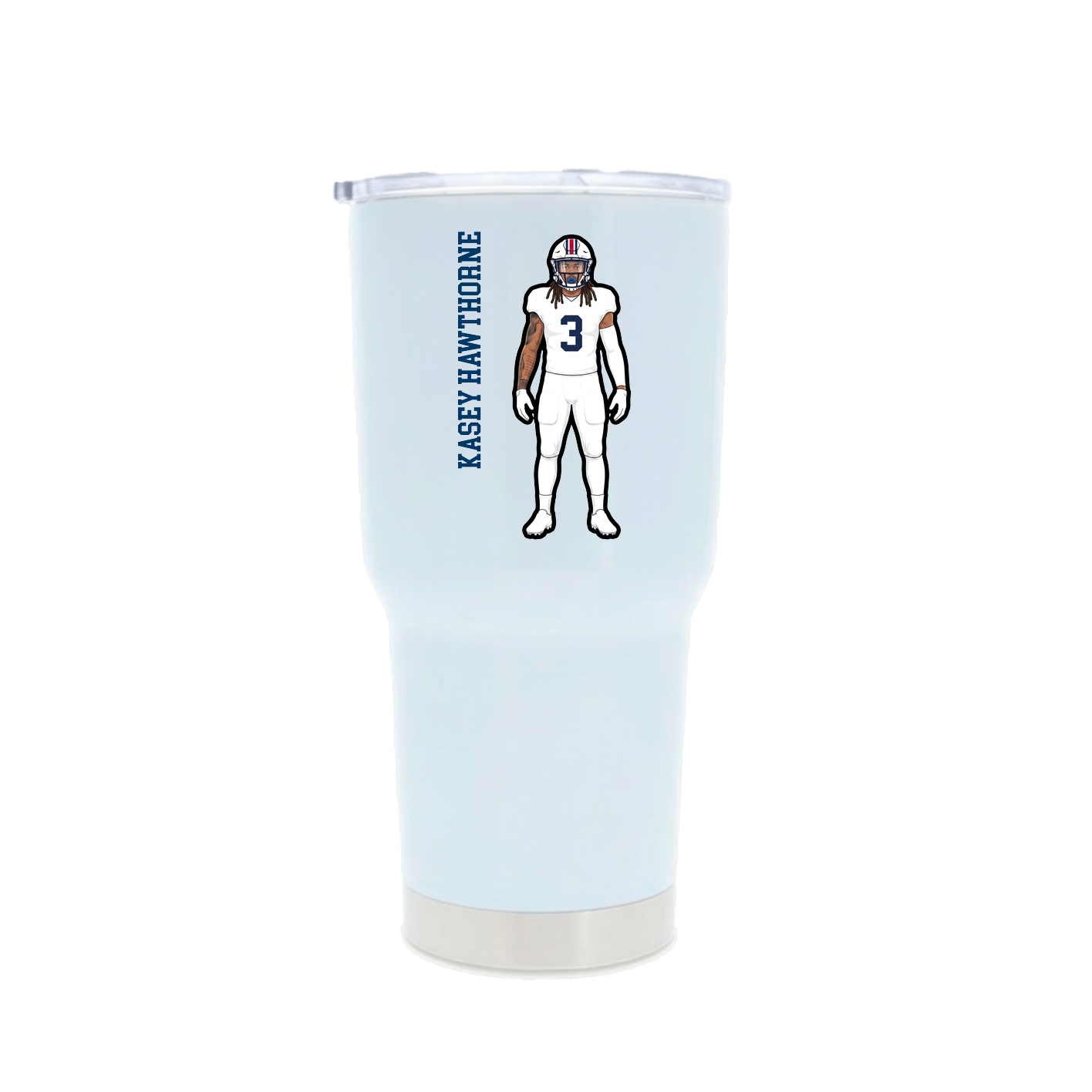 30oz Stainless Steel Tumbler — Name Vertical in White