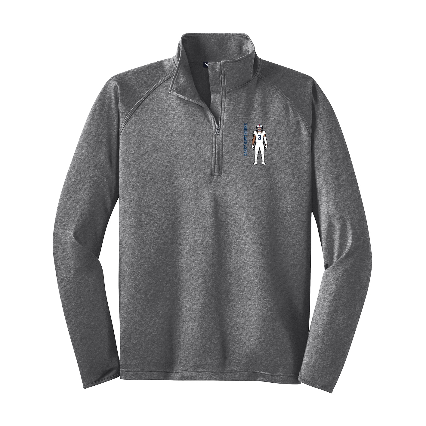 Q-Zip Pullover — Name Vertical in Grey