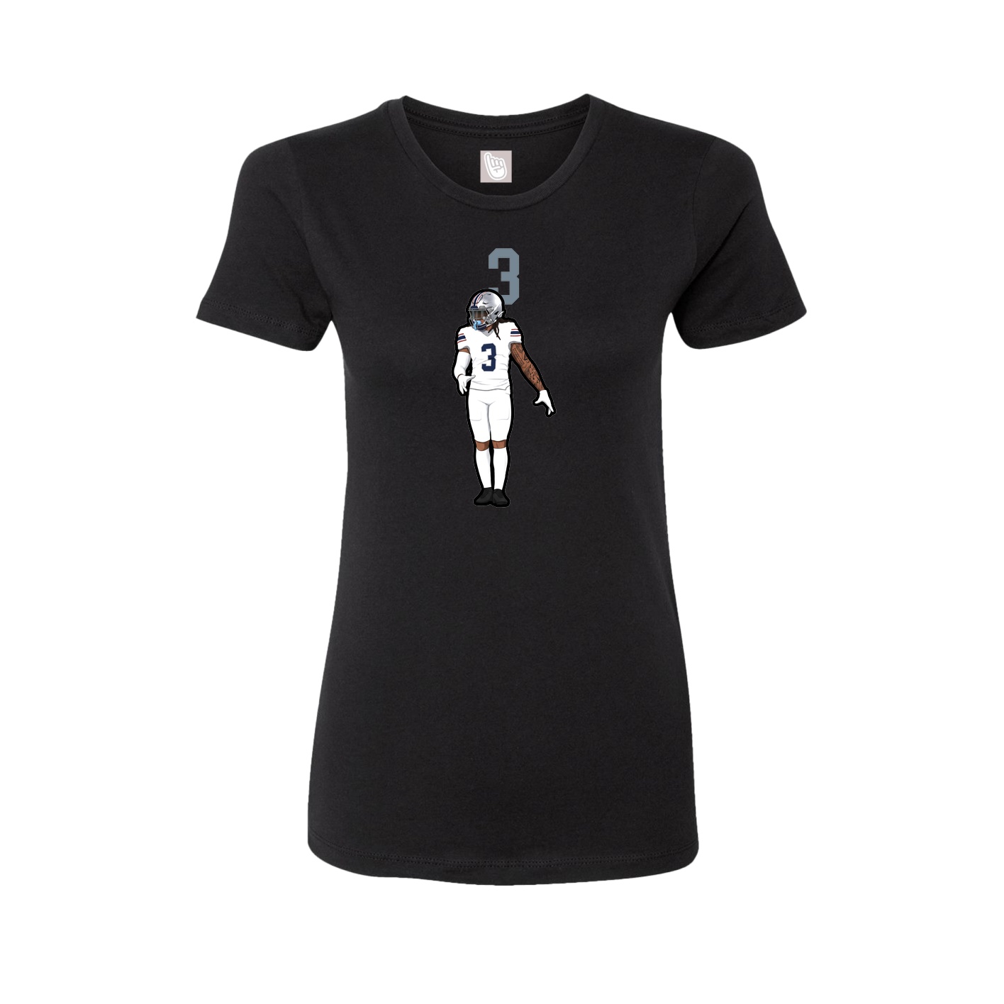 Fitted Women's Tee — Number Top in Black
