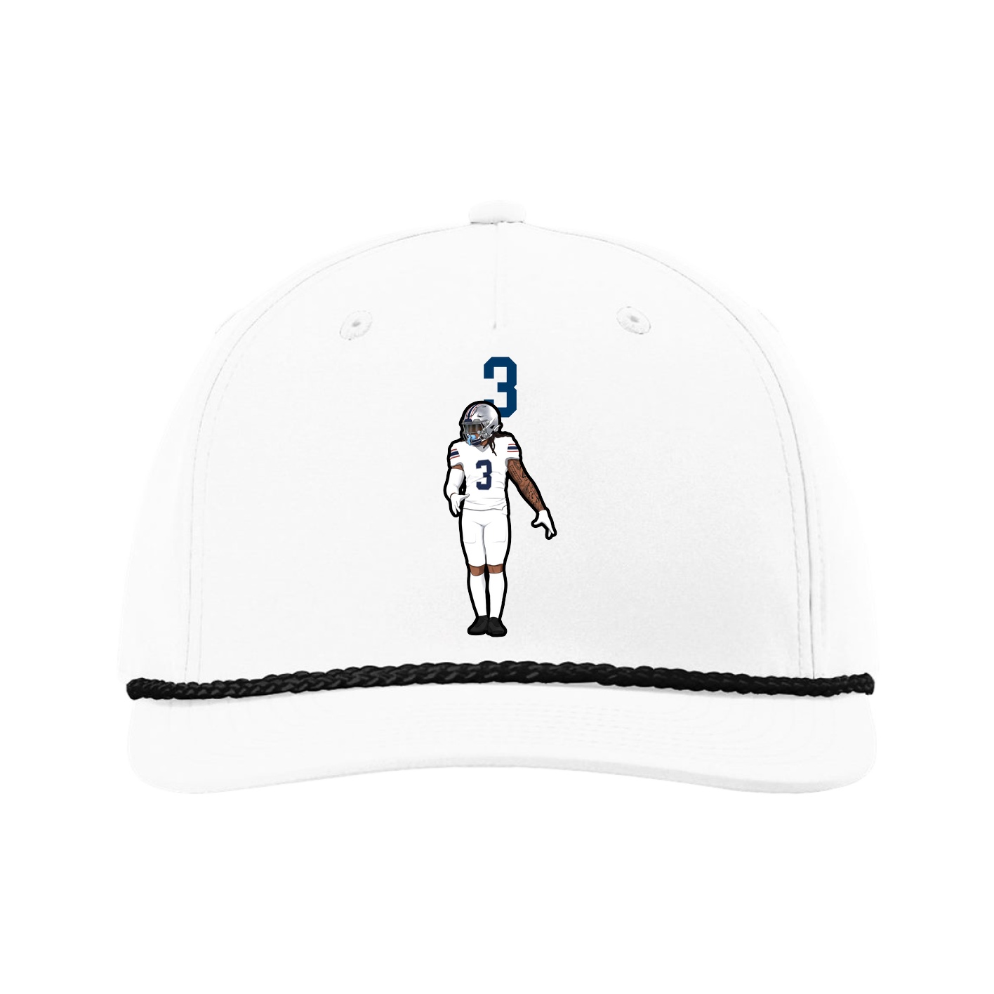 Five-Panel Classic Rope Cap — Number Top in White