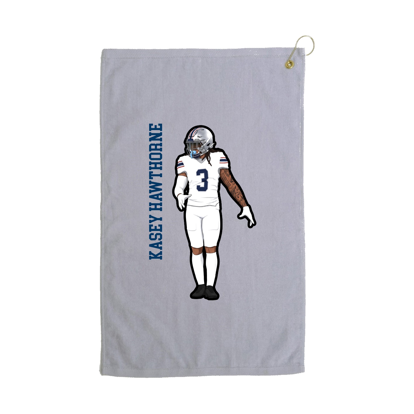 Golf Towel — Name Vertical in Grey