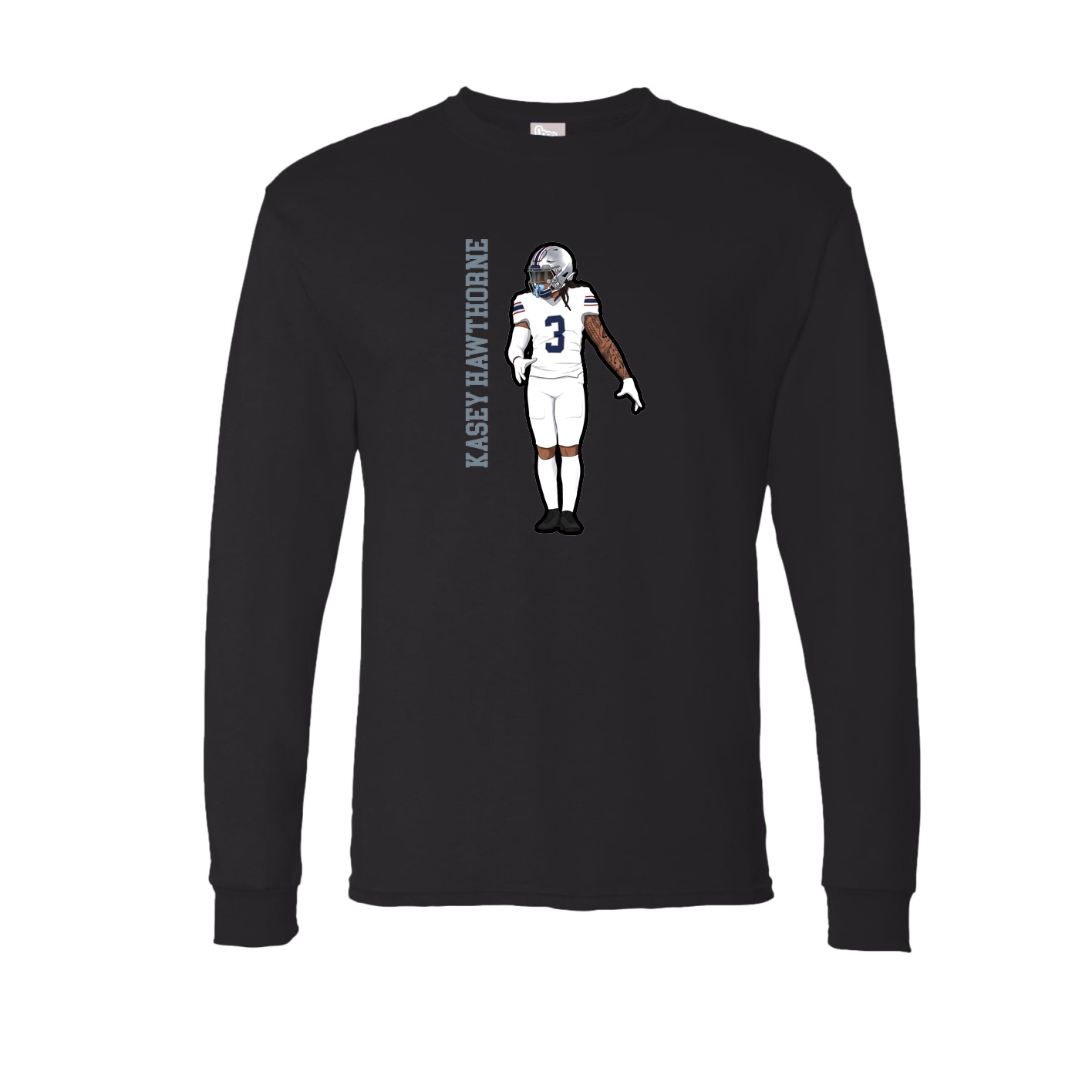 Long Sleeve Tee — Name Vertical in Black
