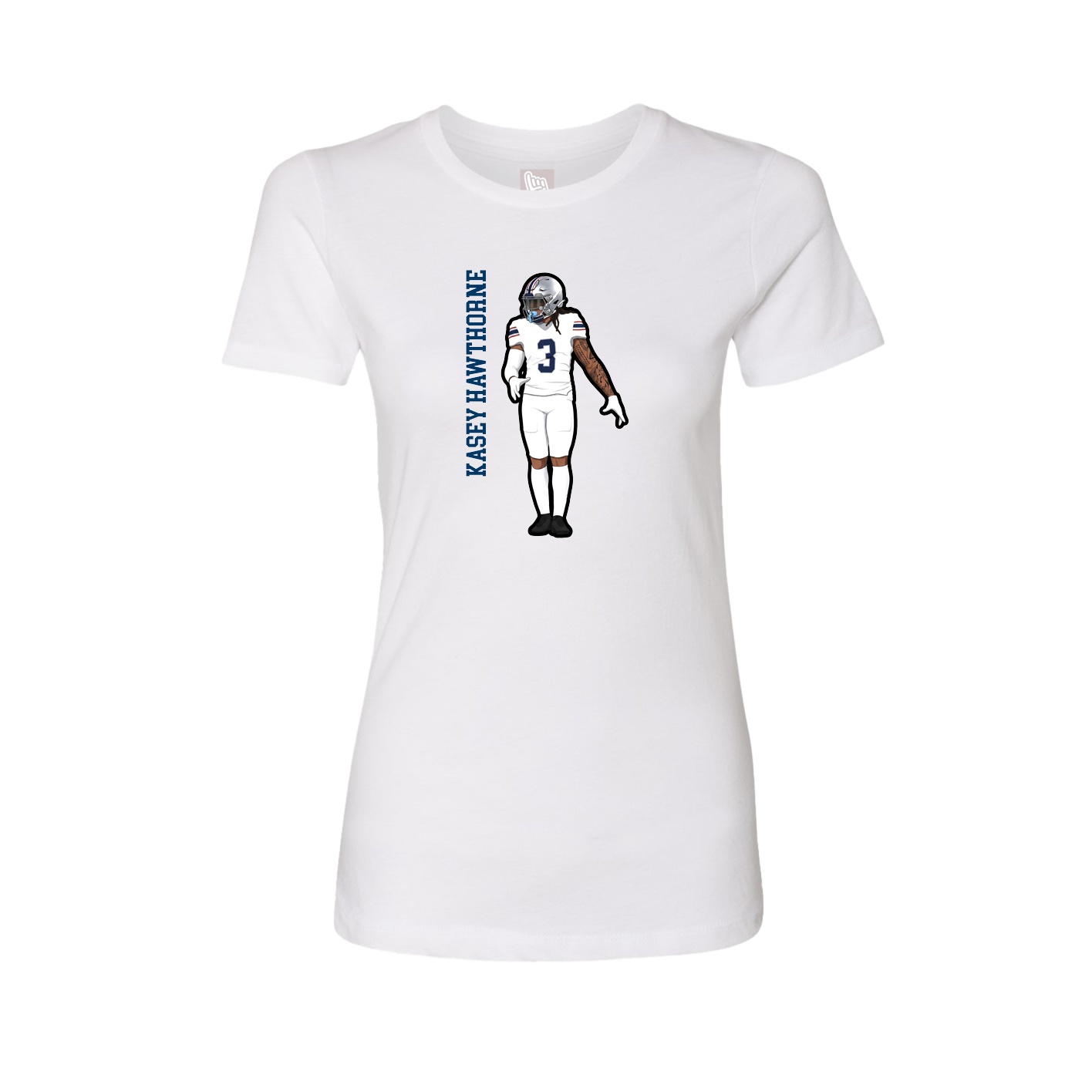 Fitted Women's Tee — Name Vertical in White
