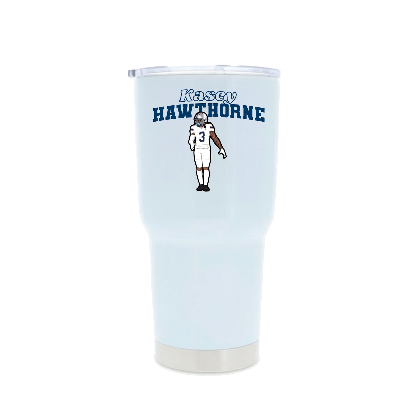 30oz Stainless Steel Tumbler — Name Arch in White