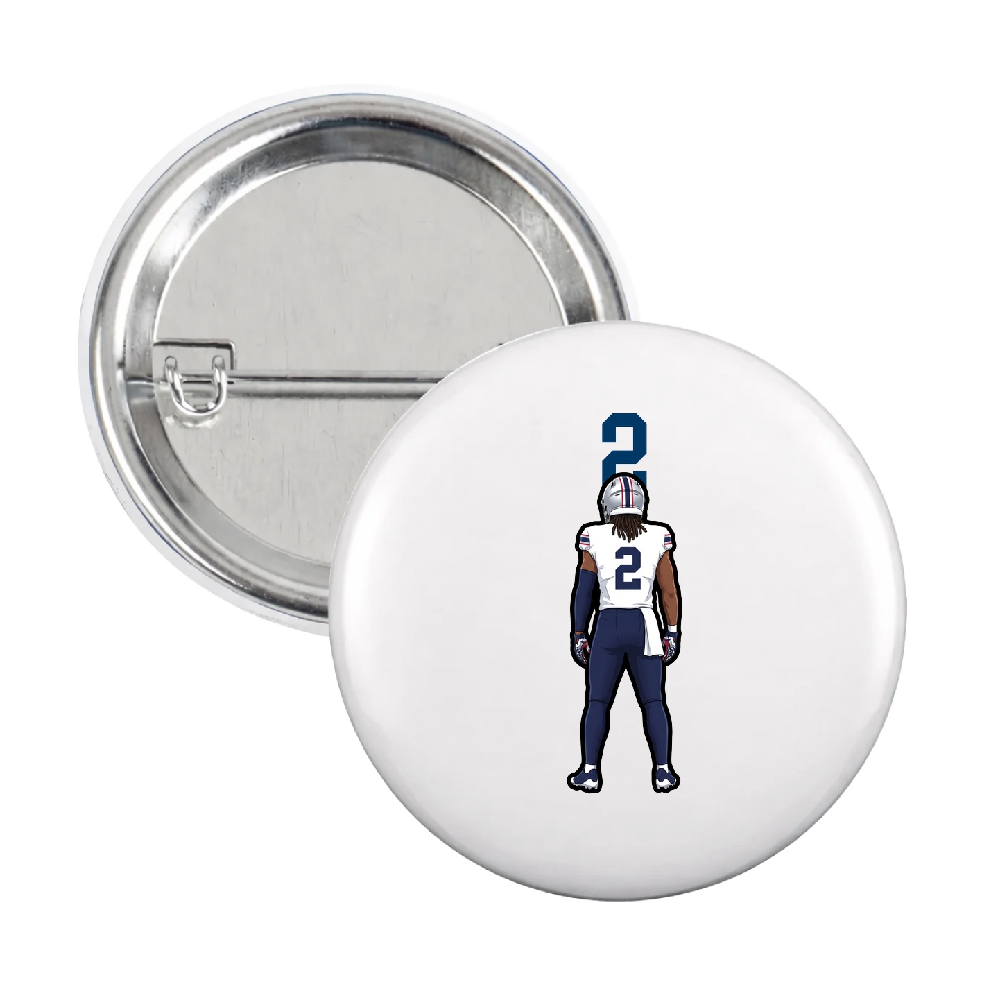 Game Day Button — Number Top in White