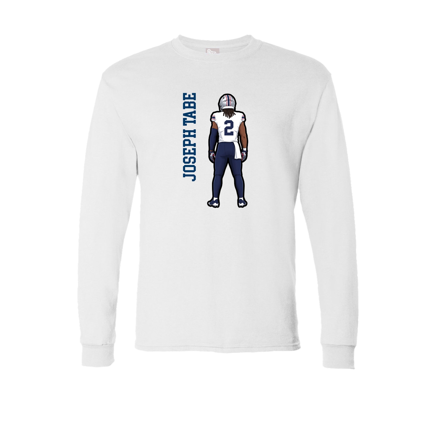 Long Sleeve Tee — Name Vertical in White