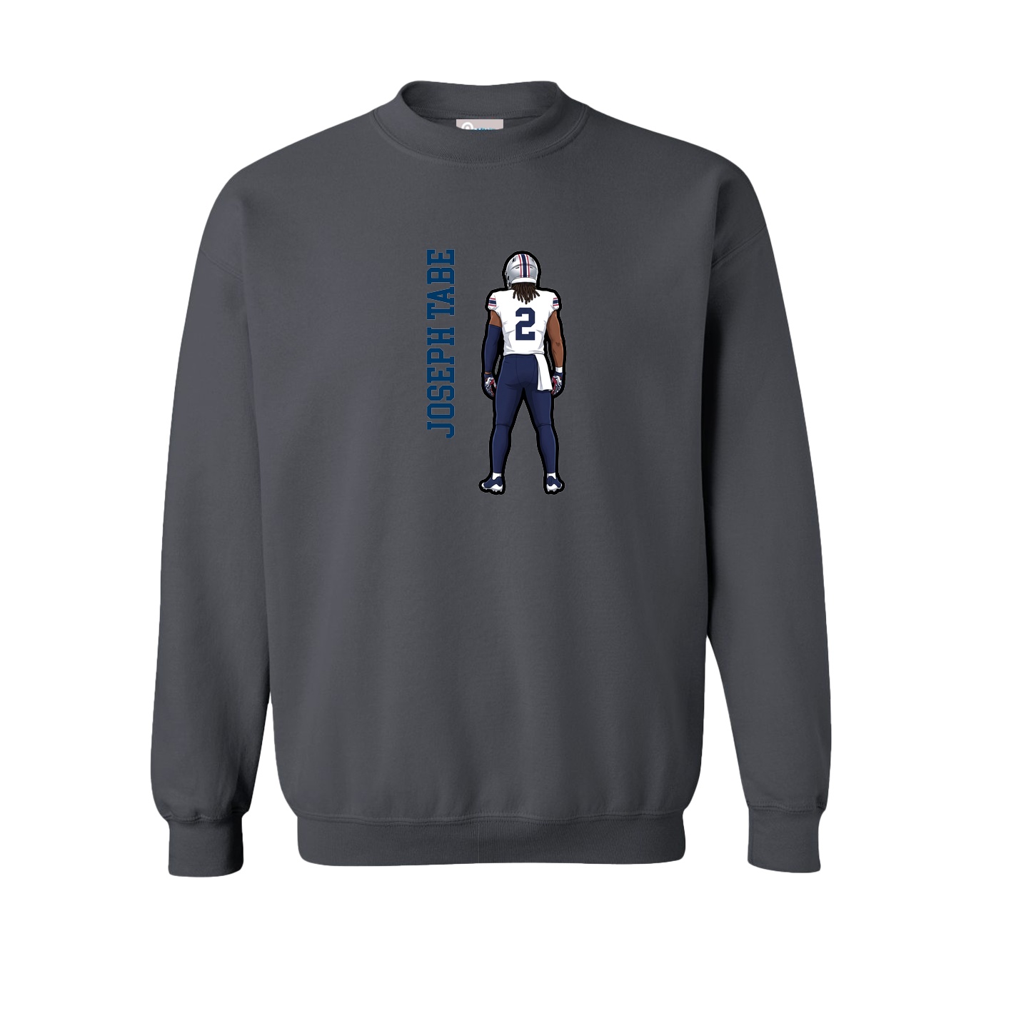 Fleece Crew — Name Vertical in Grey