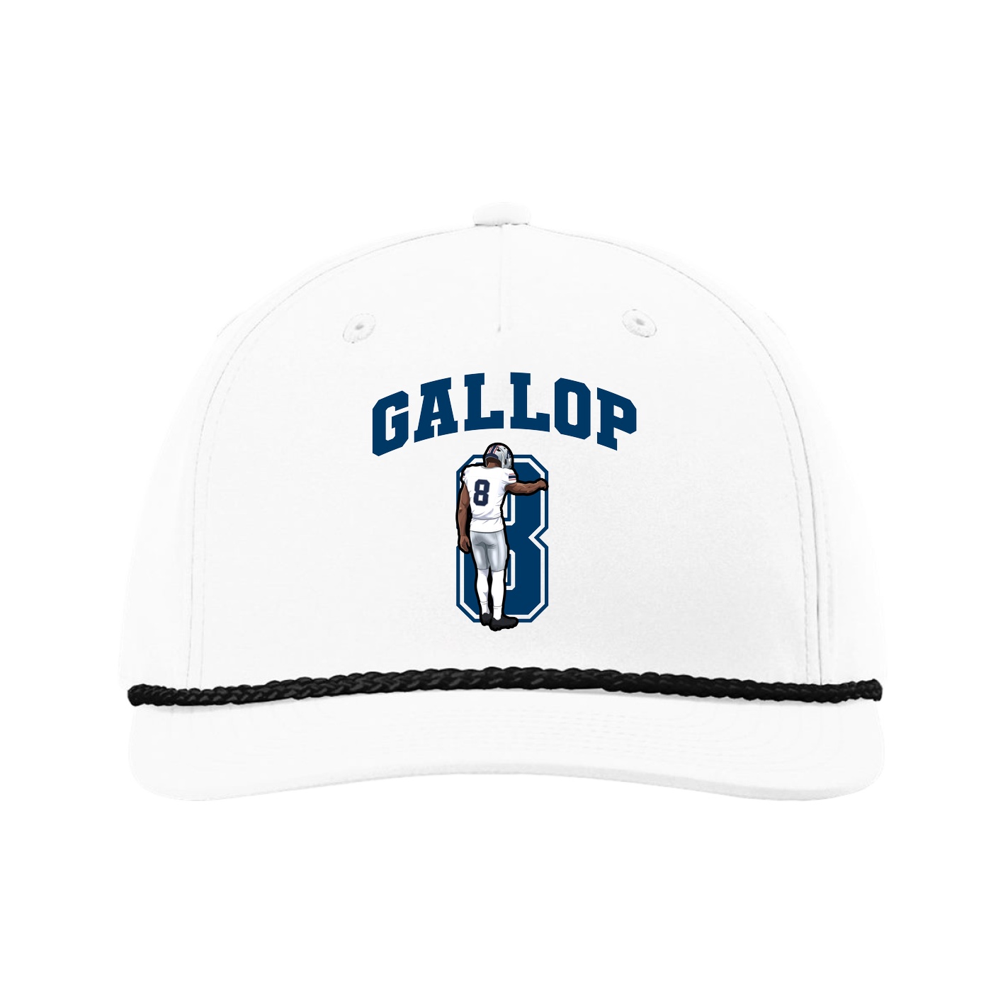 Five-Panel Classic Rope Cap — Number in White