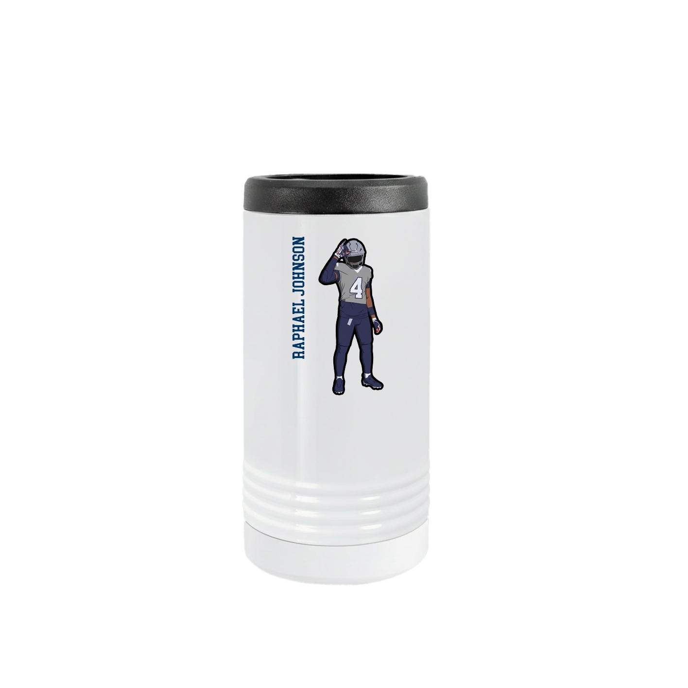 Slim Beverage Holder — Name Vertical in White