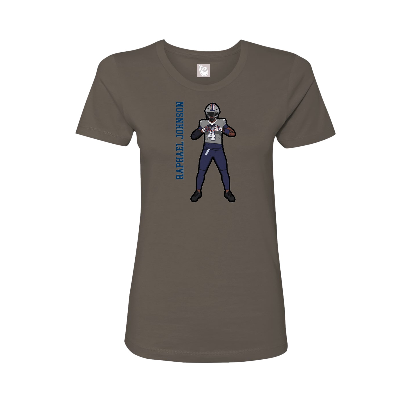 Fitted Women's Tee — Name Vertical in Grey