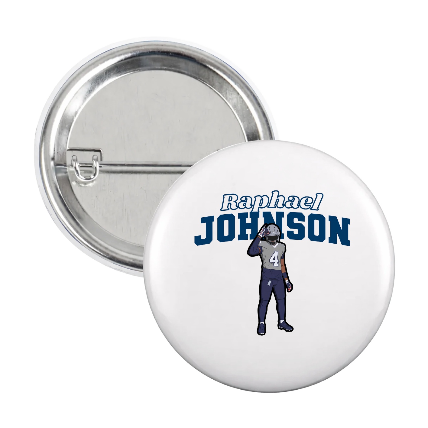 Game Day Button — Name Arch in White