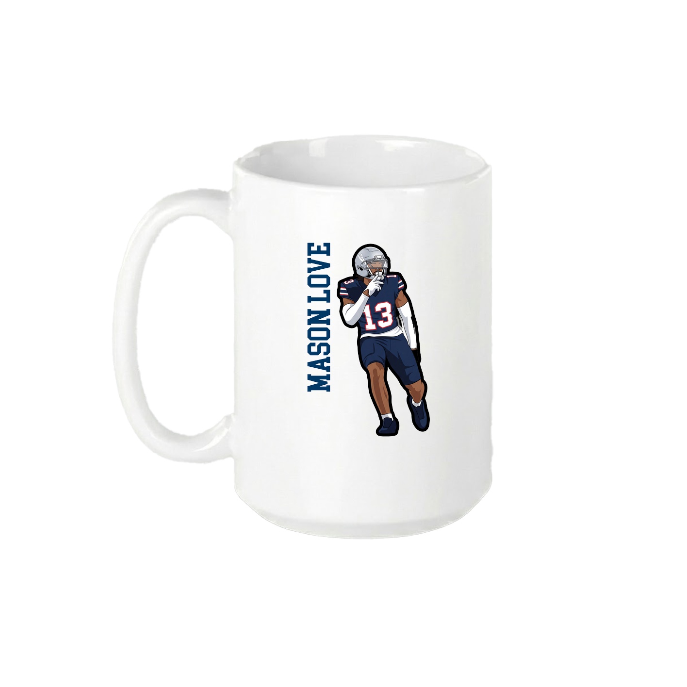 15oz Coffee Mug — Name Vertical in White
