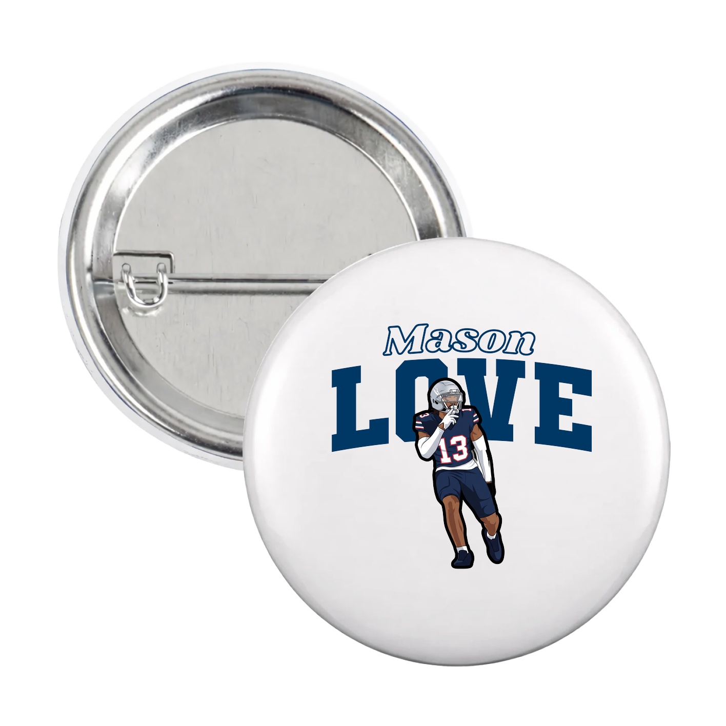 Game Day Button — Name Arch in White