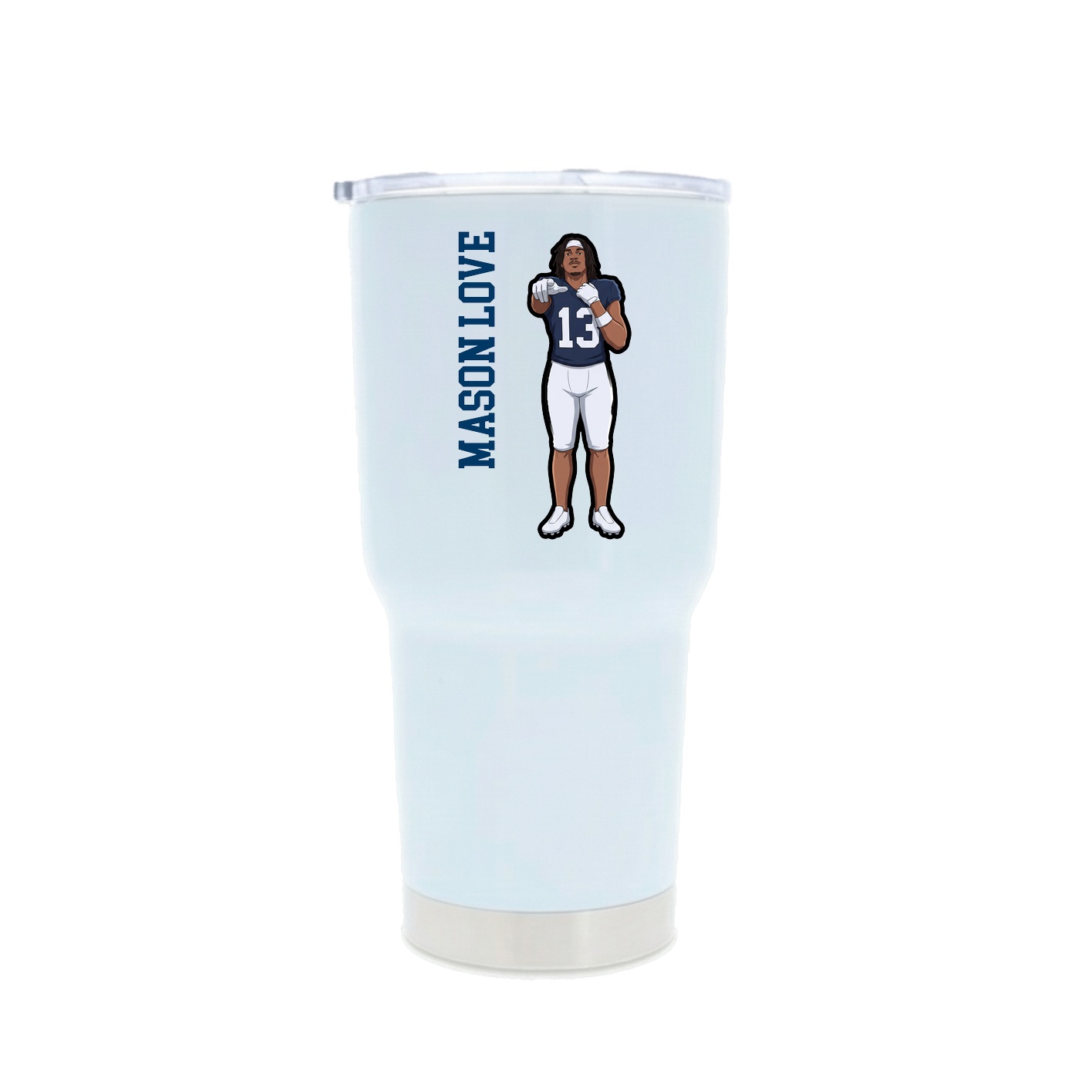 30oz Stainless Steel Tumbler — Name Vertical in White