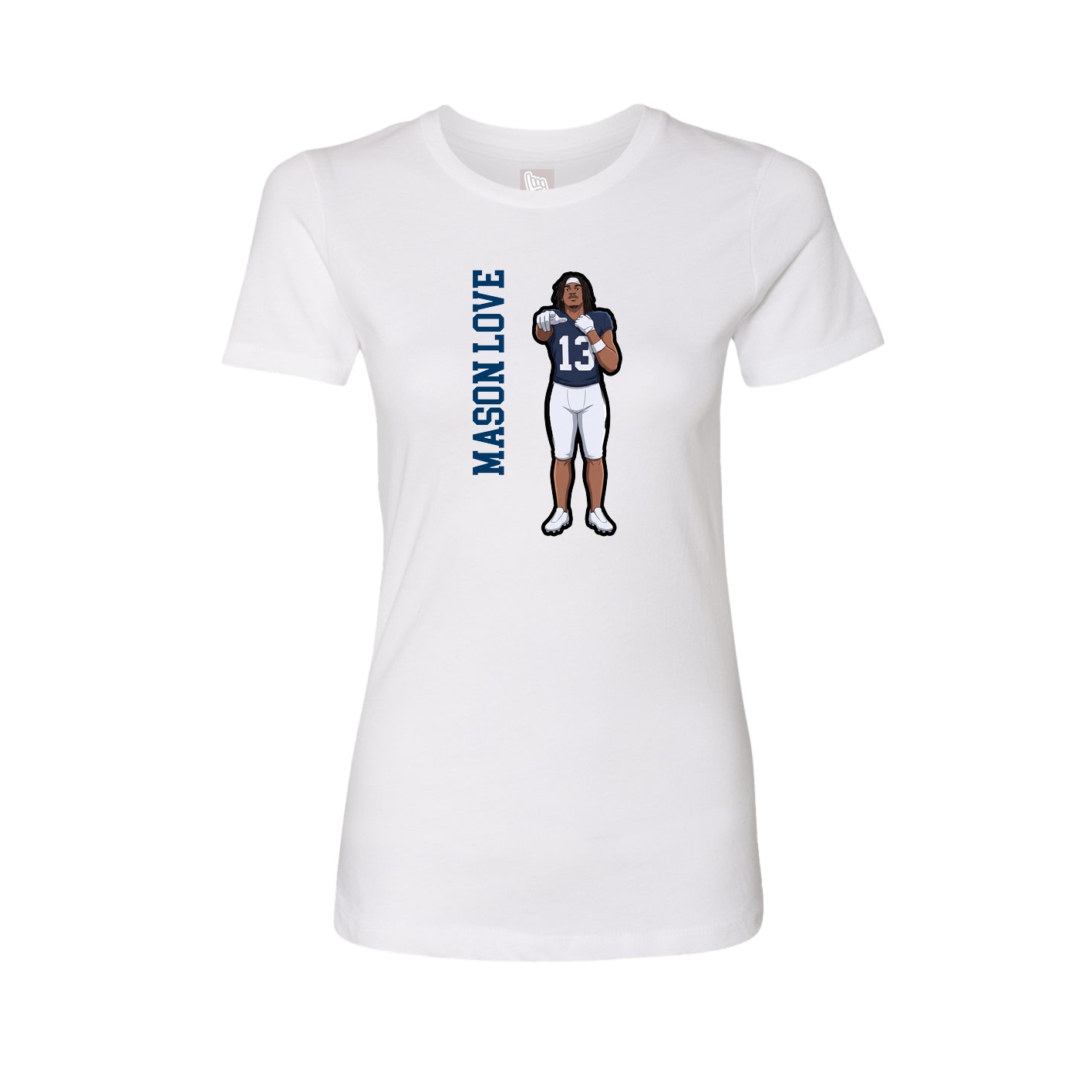 Fitted Women's Tee — Name Vertical in White