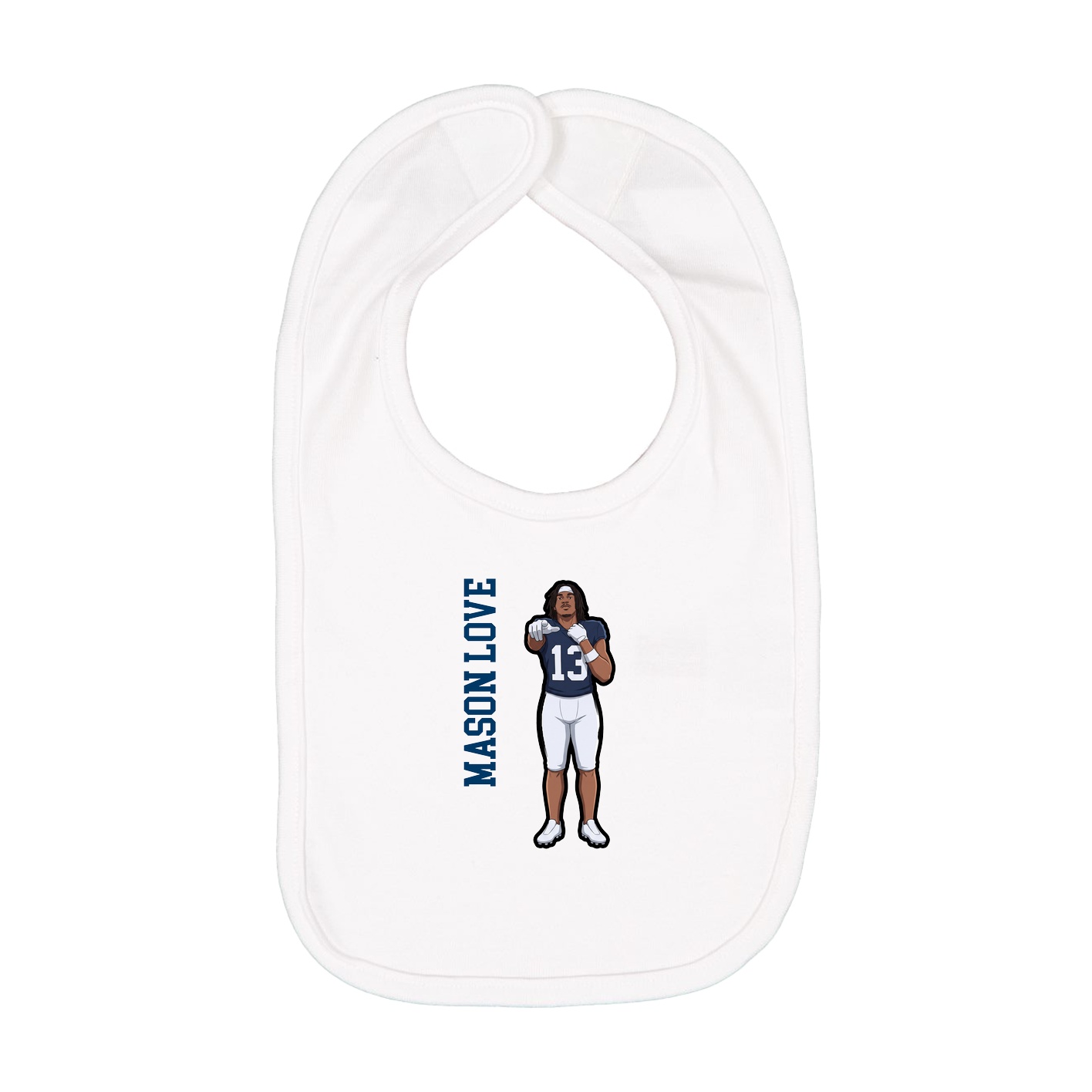 Infant Bib — Name Vertical in White