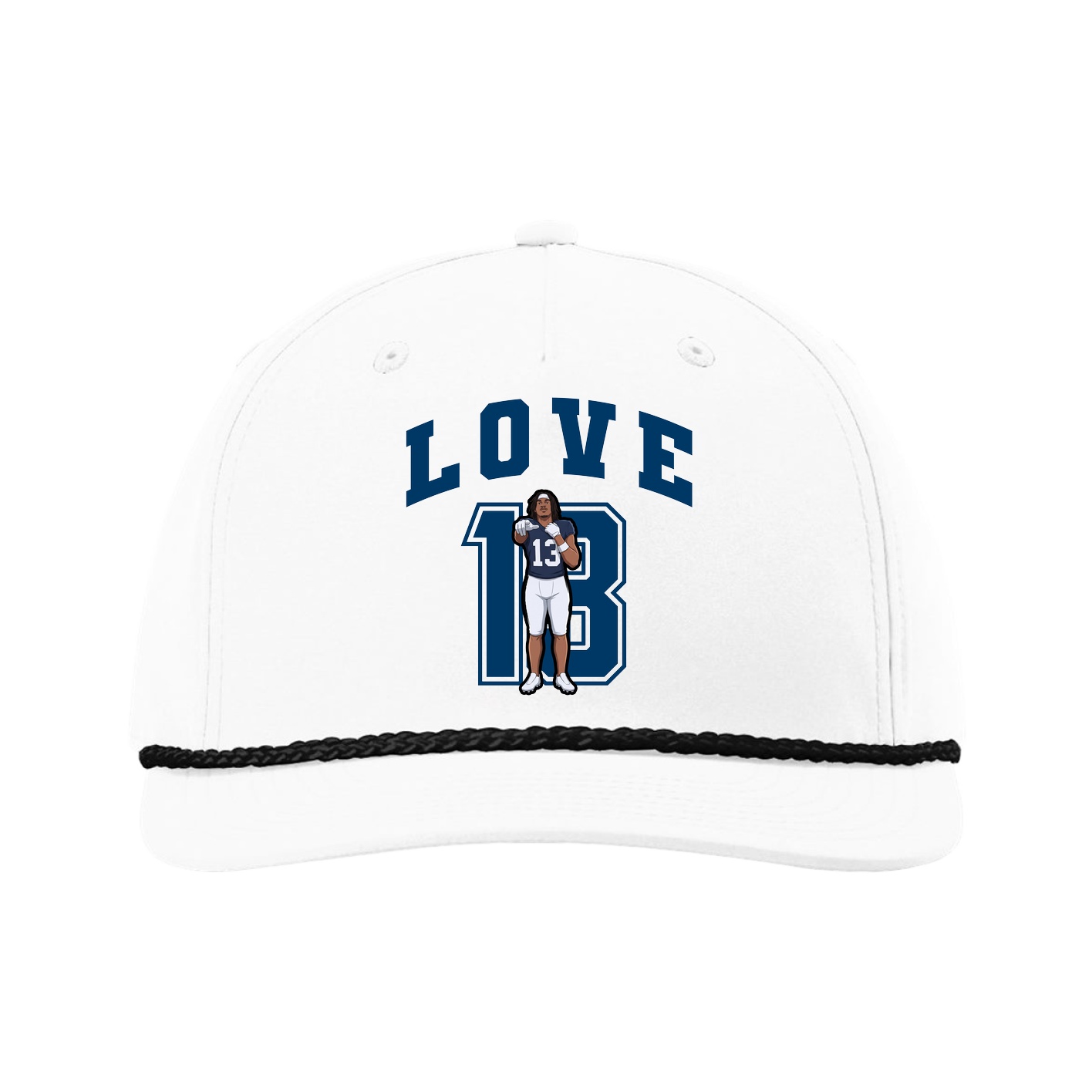 Five-Panel Classic Rope Cap — Number in White