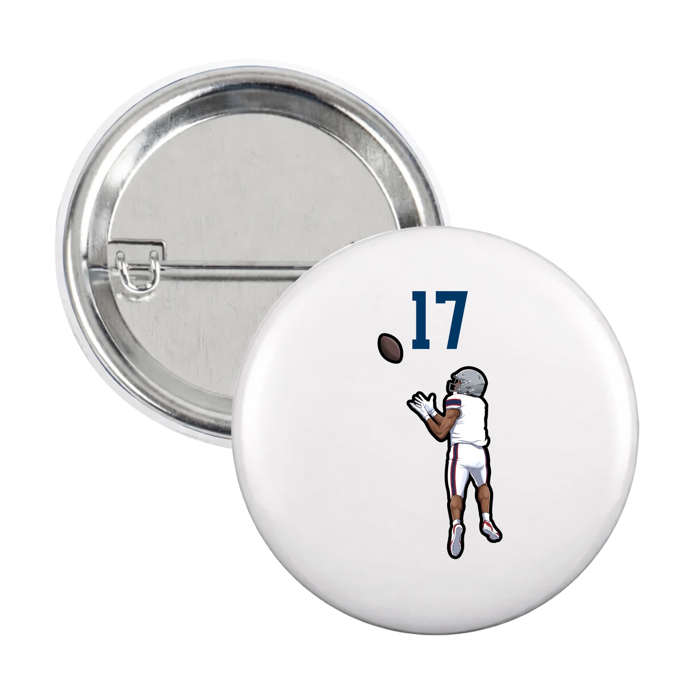 Game Day Button — Number Top in White