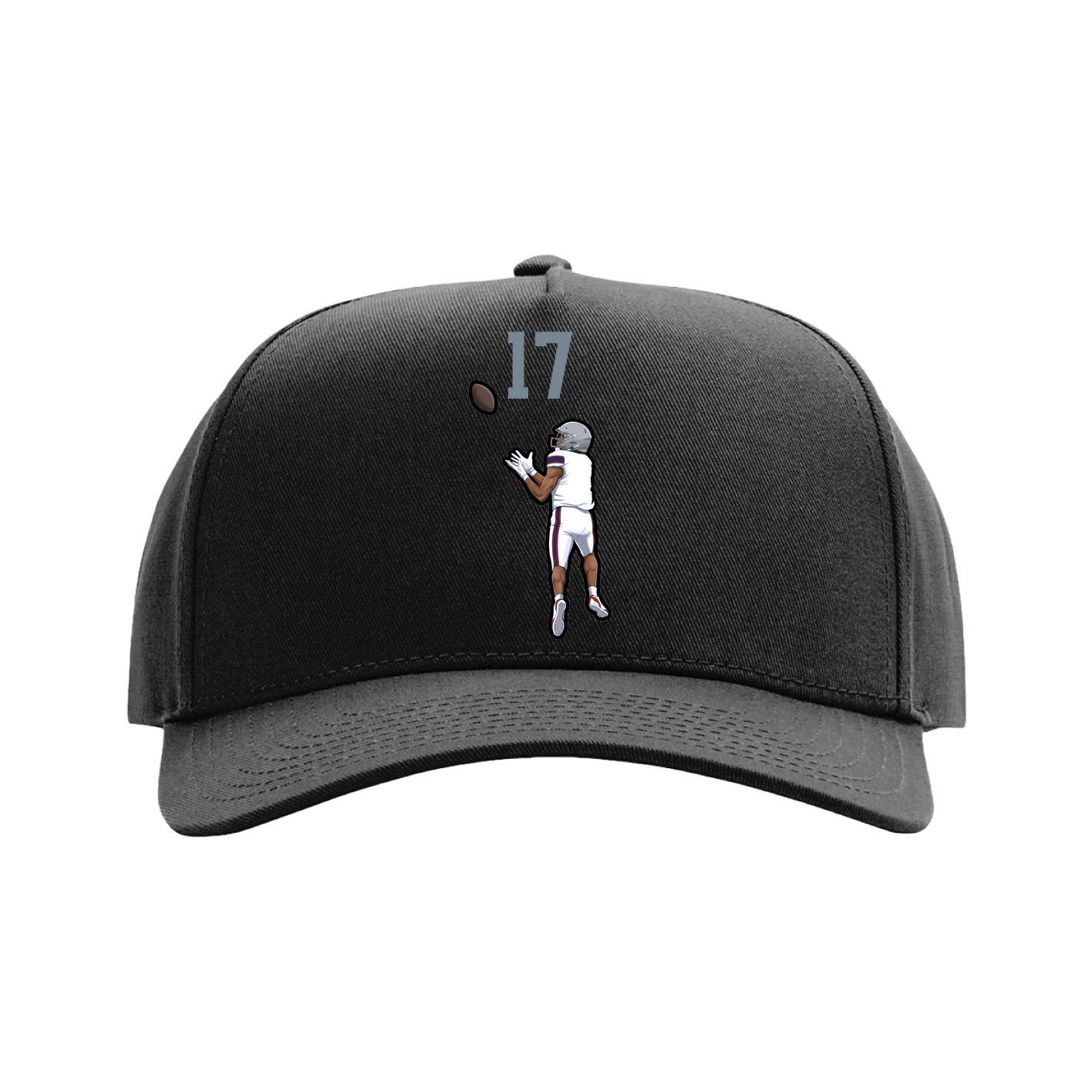 Full Fabric Five-Panel Champ Cap — Number Top in Black
