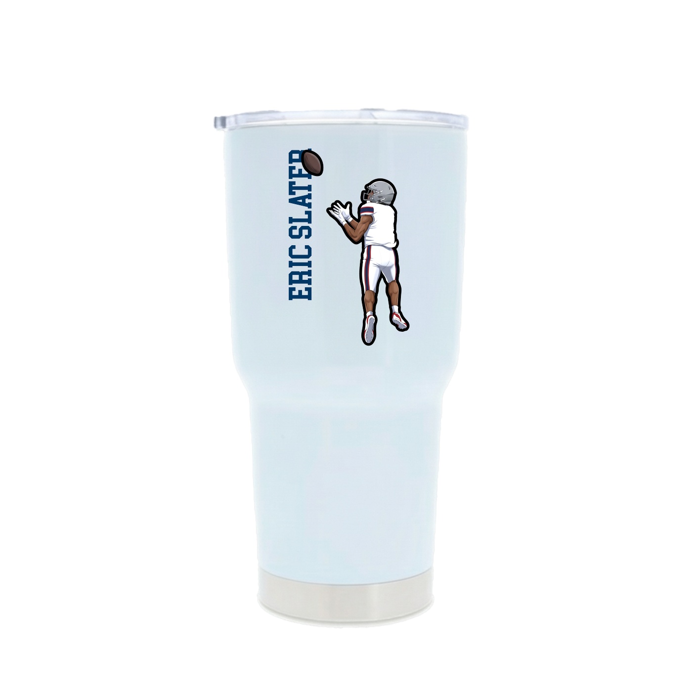30oz Stainless Steel Tumbler — Name Vertical in White