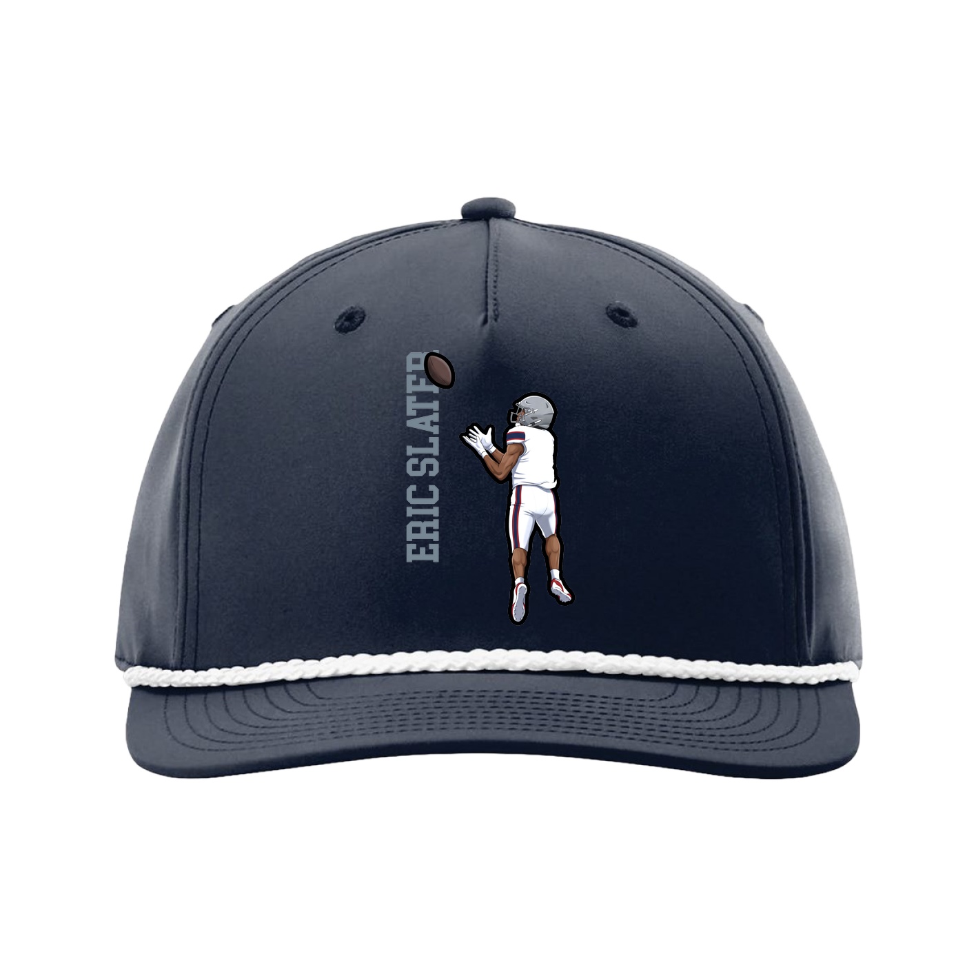 Five-Panel Classic Rope Cap — Name Vertical in Navy