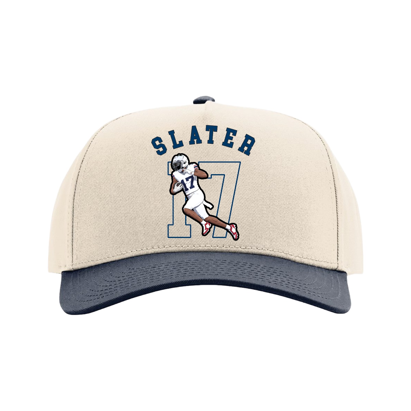 Full Fabric Five-Panel Champ Cap — Shirsey Arch in Cream/Navy