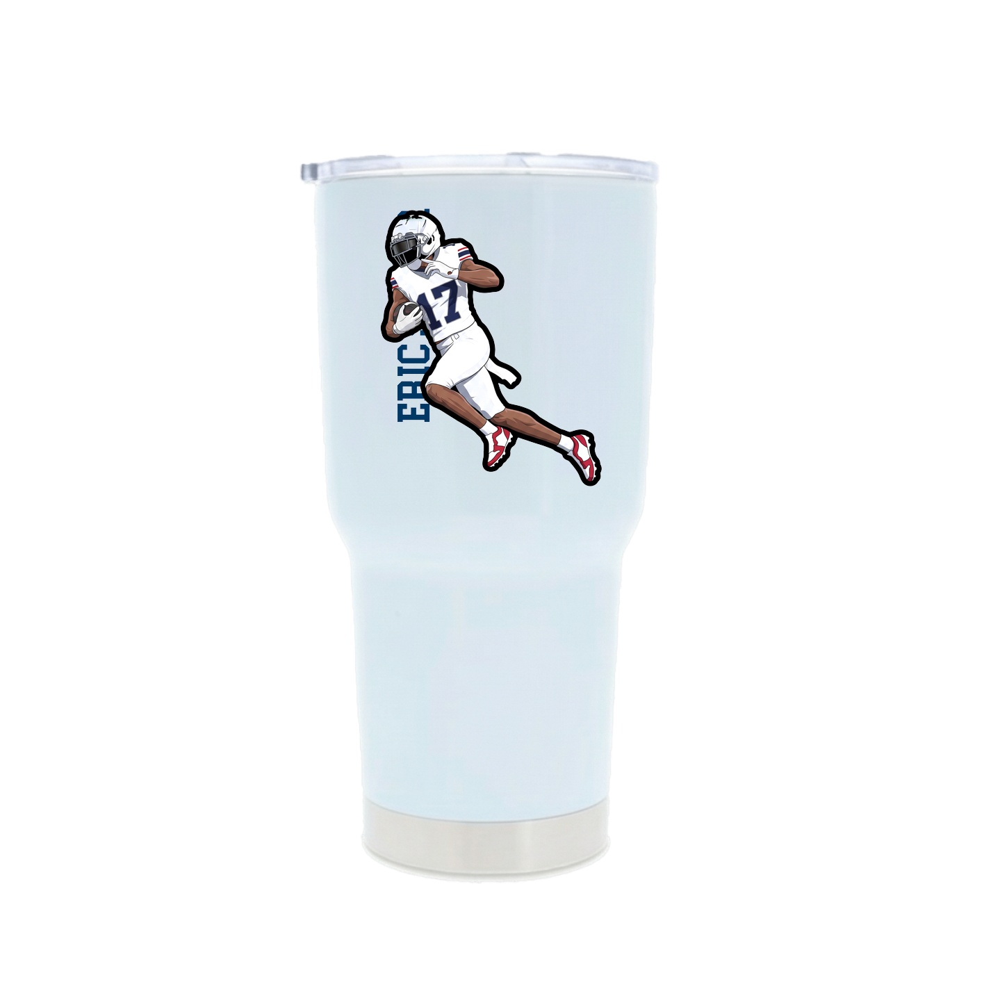 30oz Stainless Steel Tumbler — Name Vertical in White