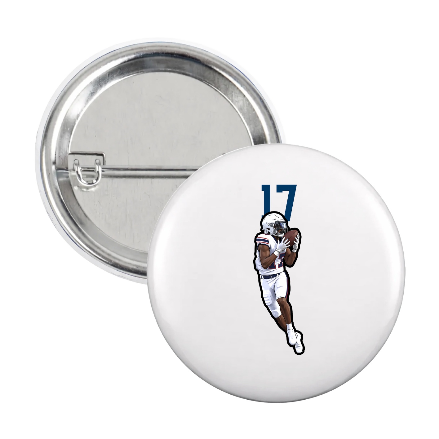 Game Day Button — Number Top in White