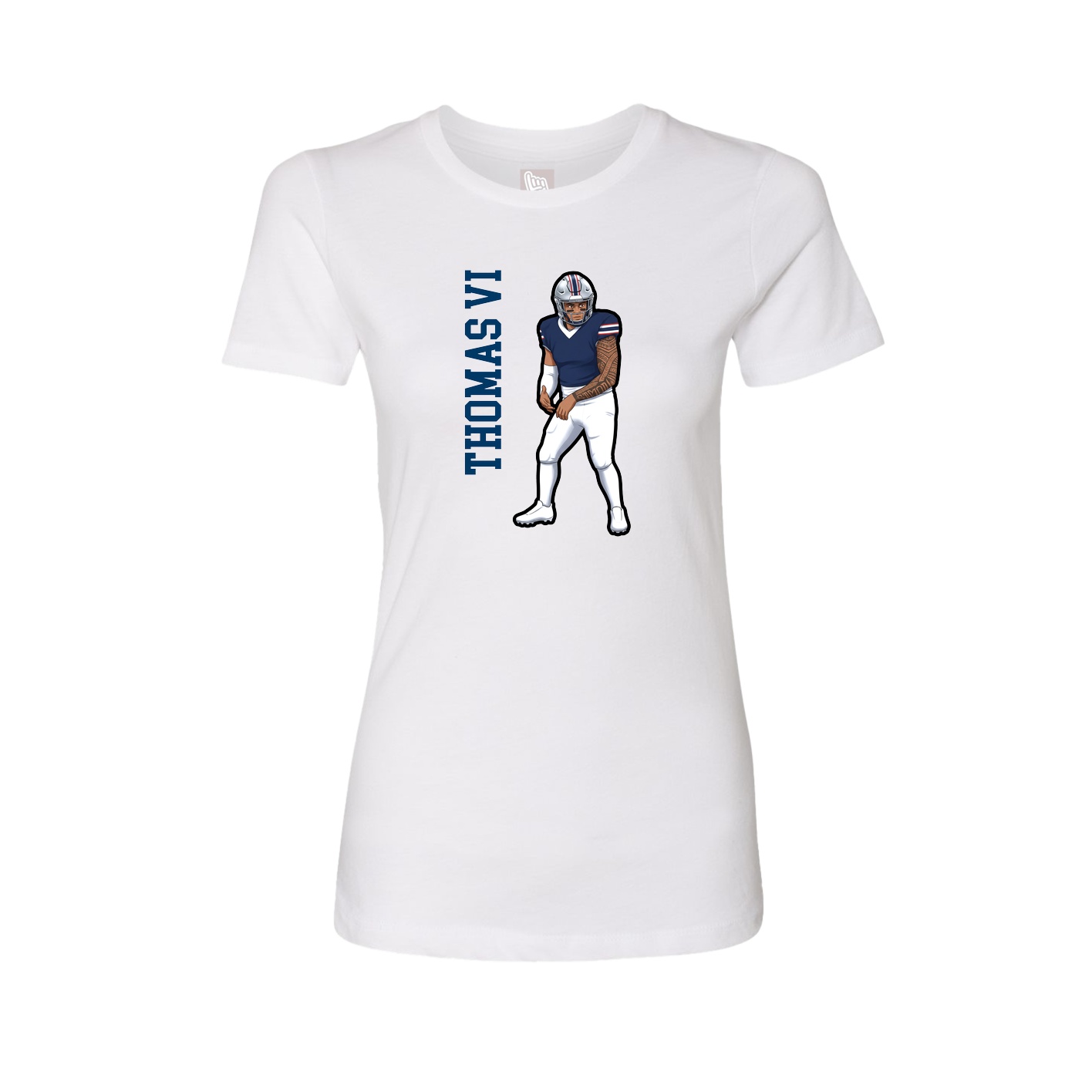 Fitted Women's Tee — Name Vertical in White