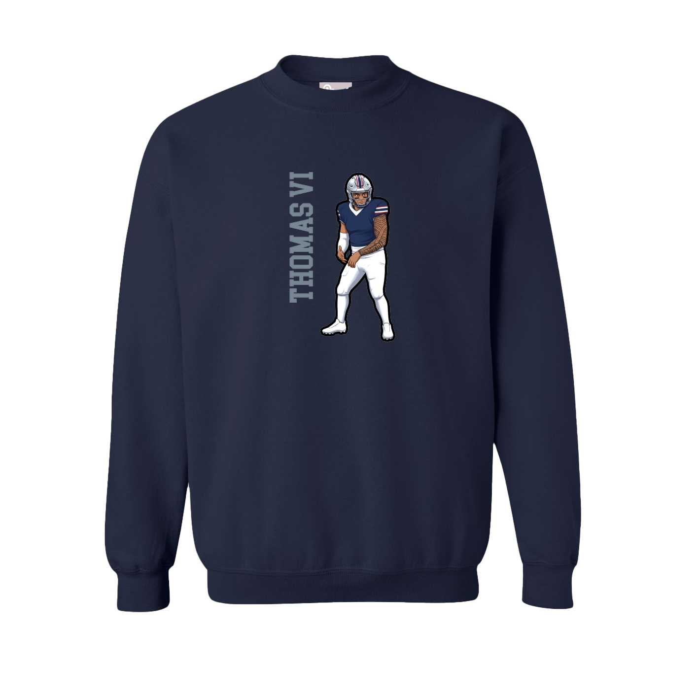 Fleece Crew — Name Vertical in Navy