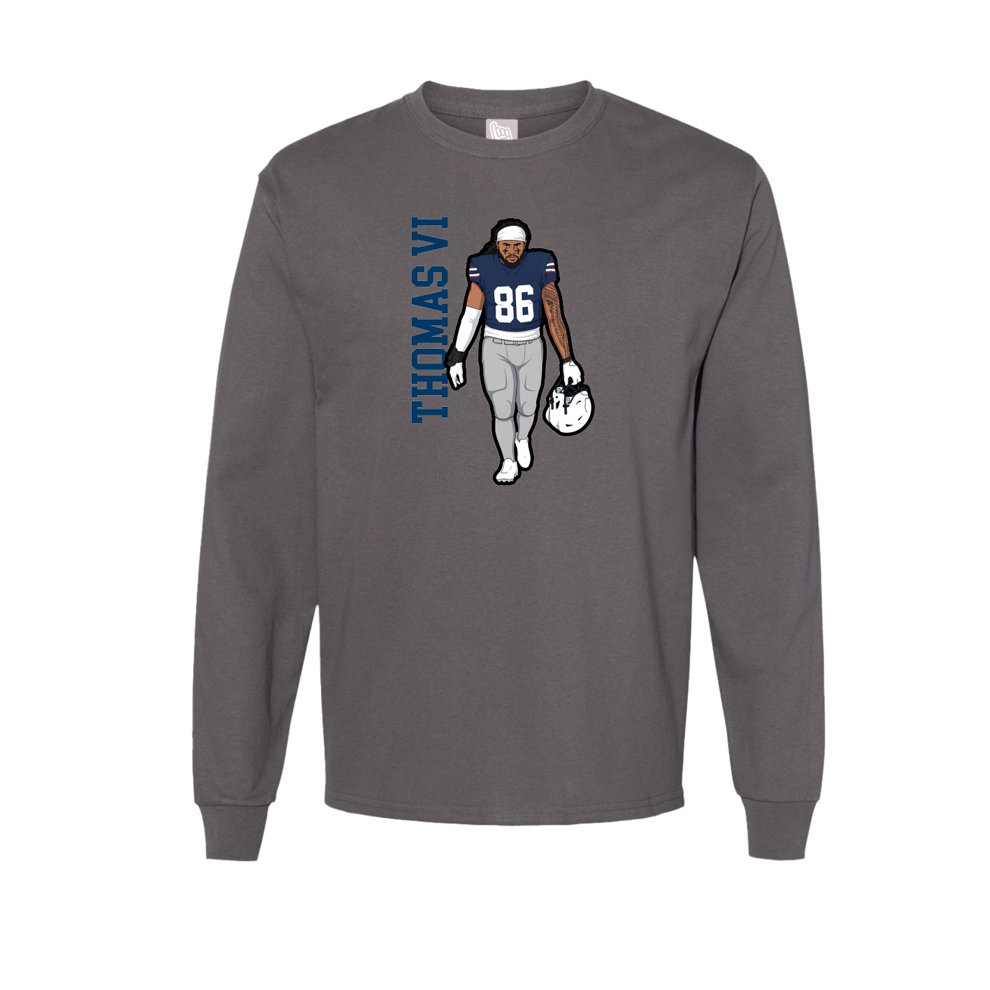 Long Sleeve Tee — Name Vertical in Grey