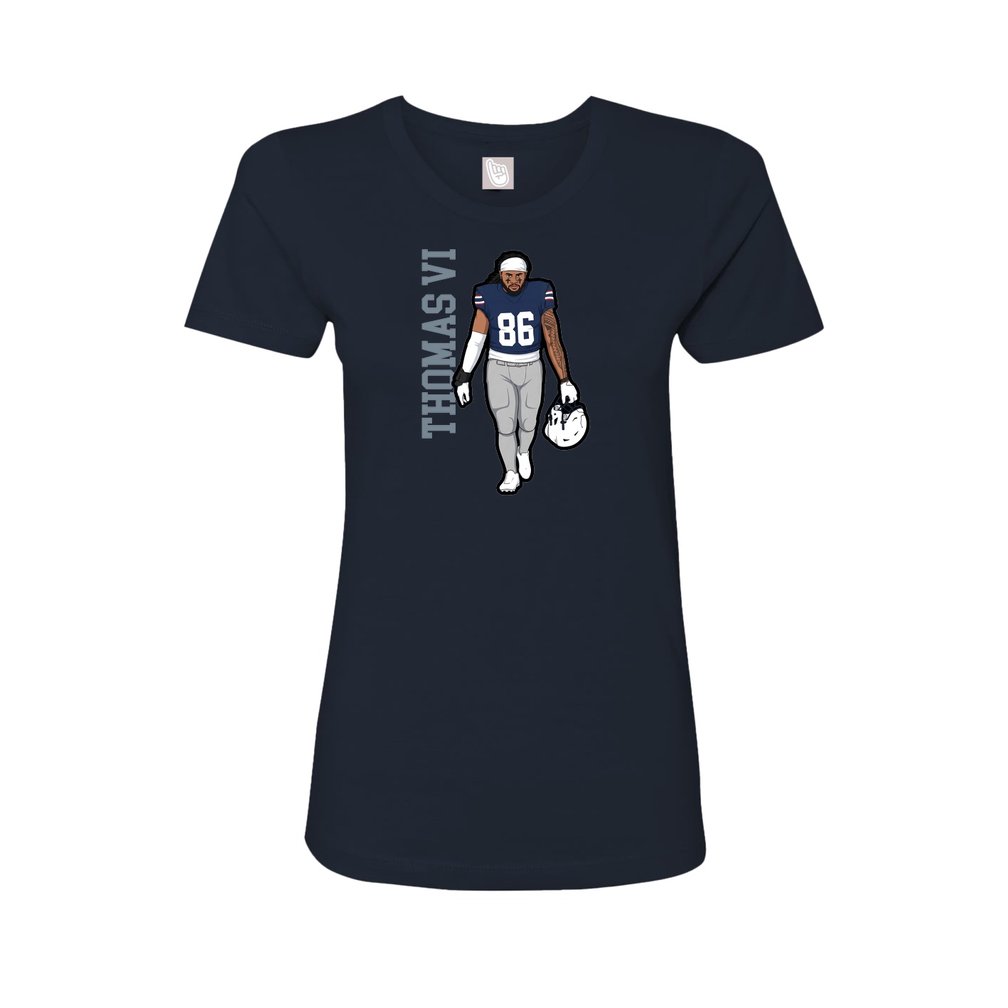 Fitted Women's Tee — Name Vertical in Navy