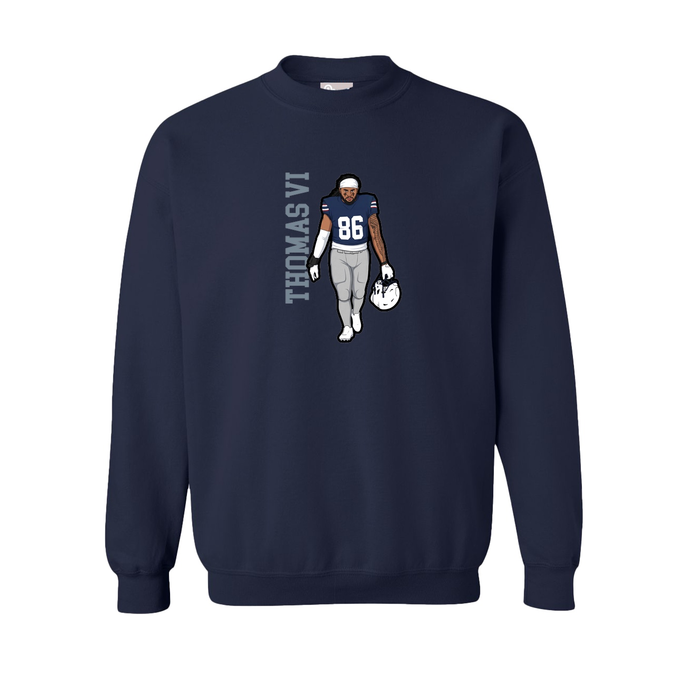 Fleece Crew — Name Vertical in Navy