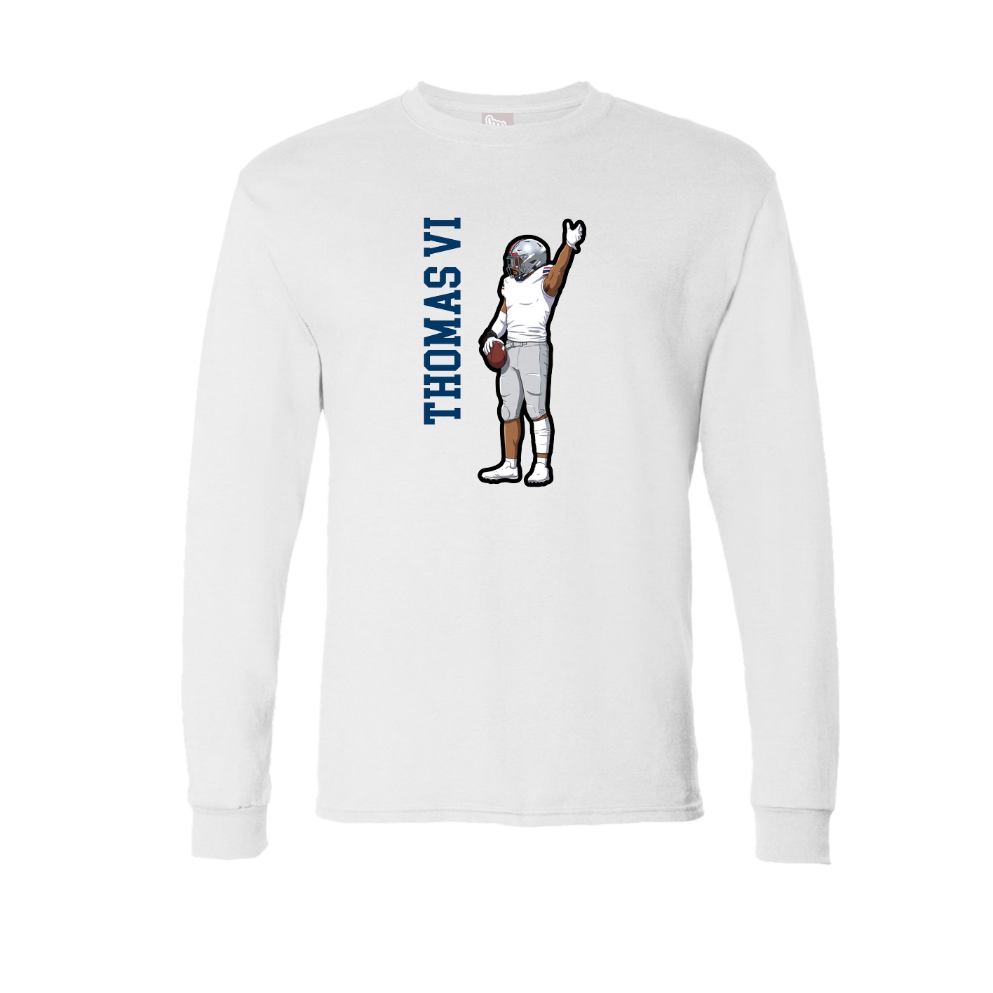 Long Sleeve Tee — Name Vertical in White