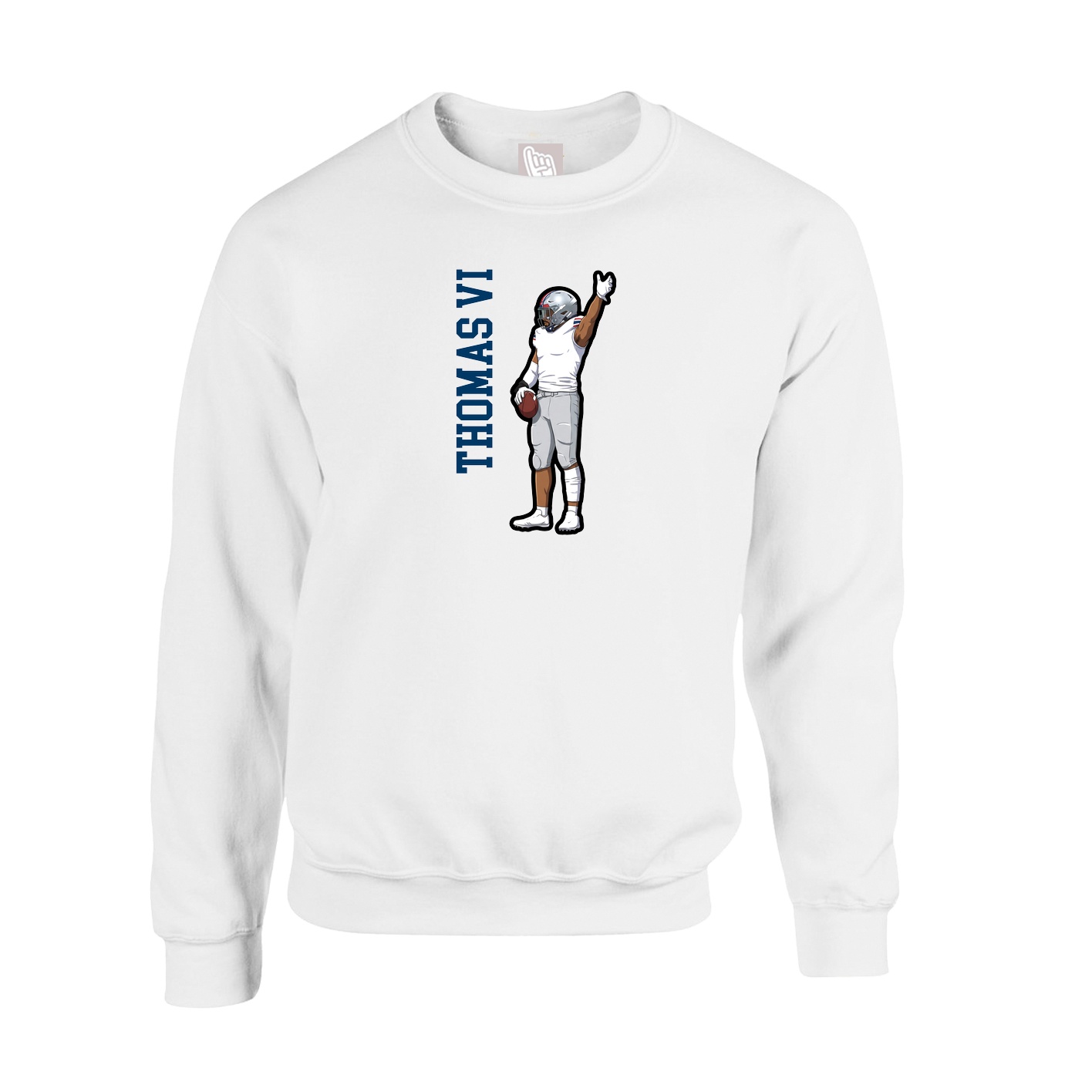 Fleece Crew — Name Vertical in White