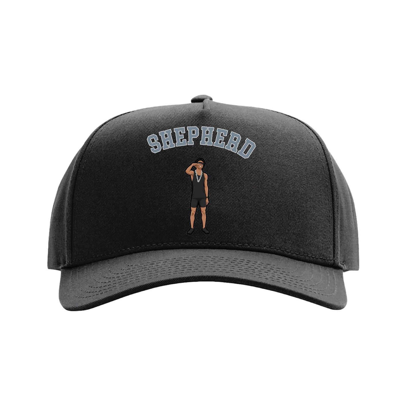 Full Fabric Five-Panel Champ Cap — Shirsey Arch in Black
