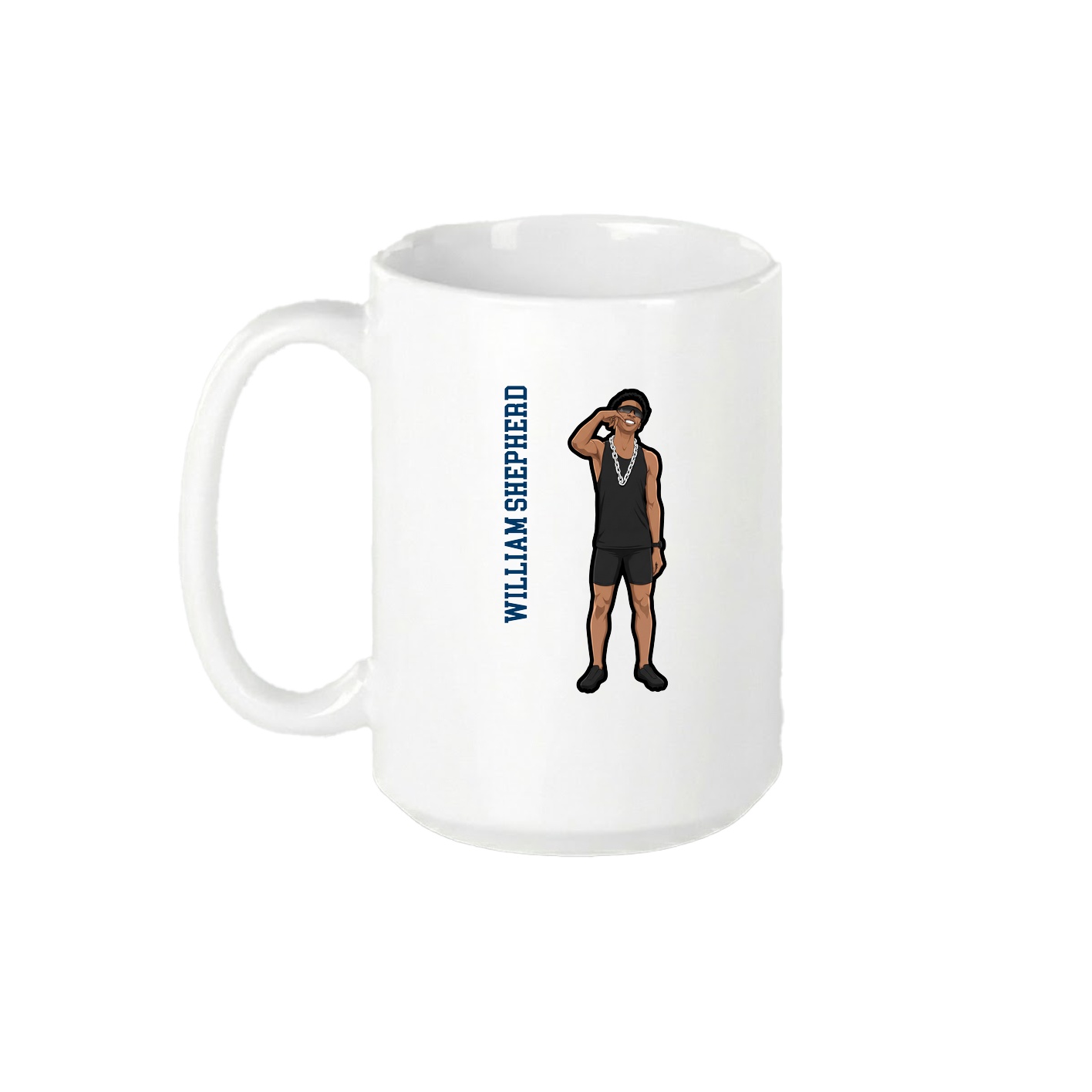 15oz Coffee Mug — Name Vertical in White