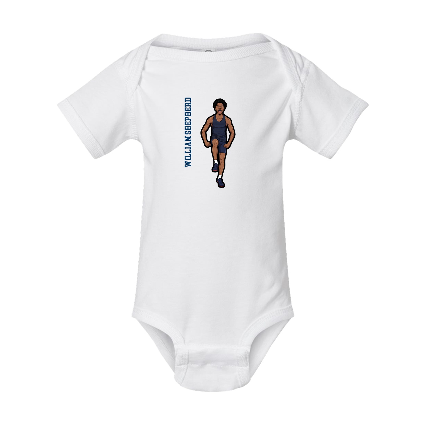 Baby Onesie — Name Vertical in White
