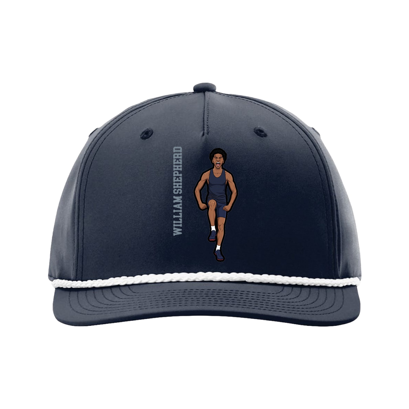 Five-Panel Classic Rope Cap — Name Vertical in Navy