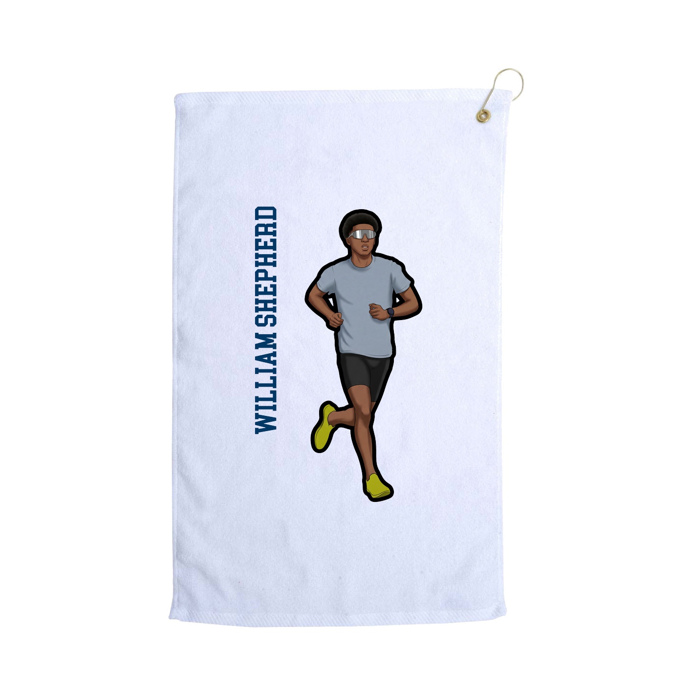 Golf Towel — Name Vertical in White