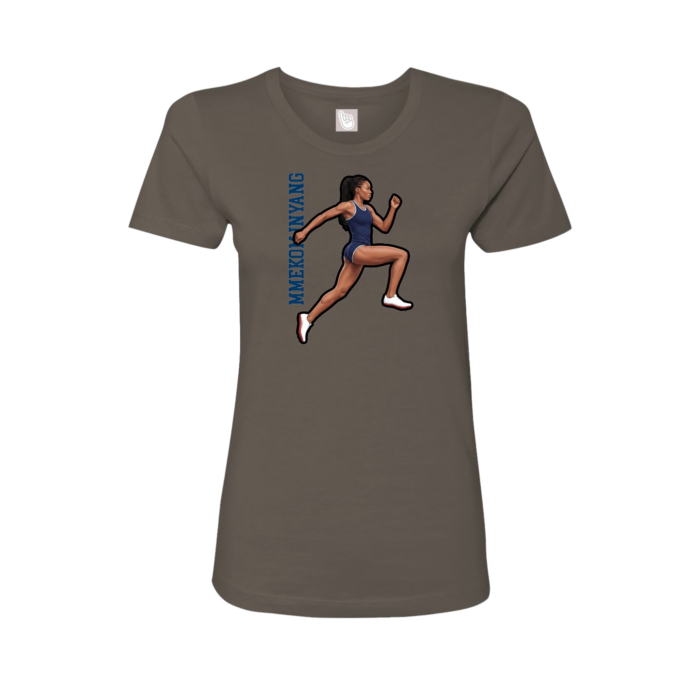 Fitted Women's Tee — Name Vertical in Grey