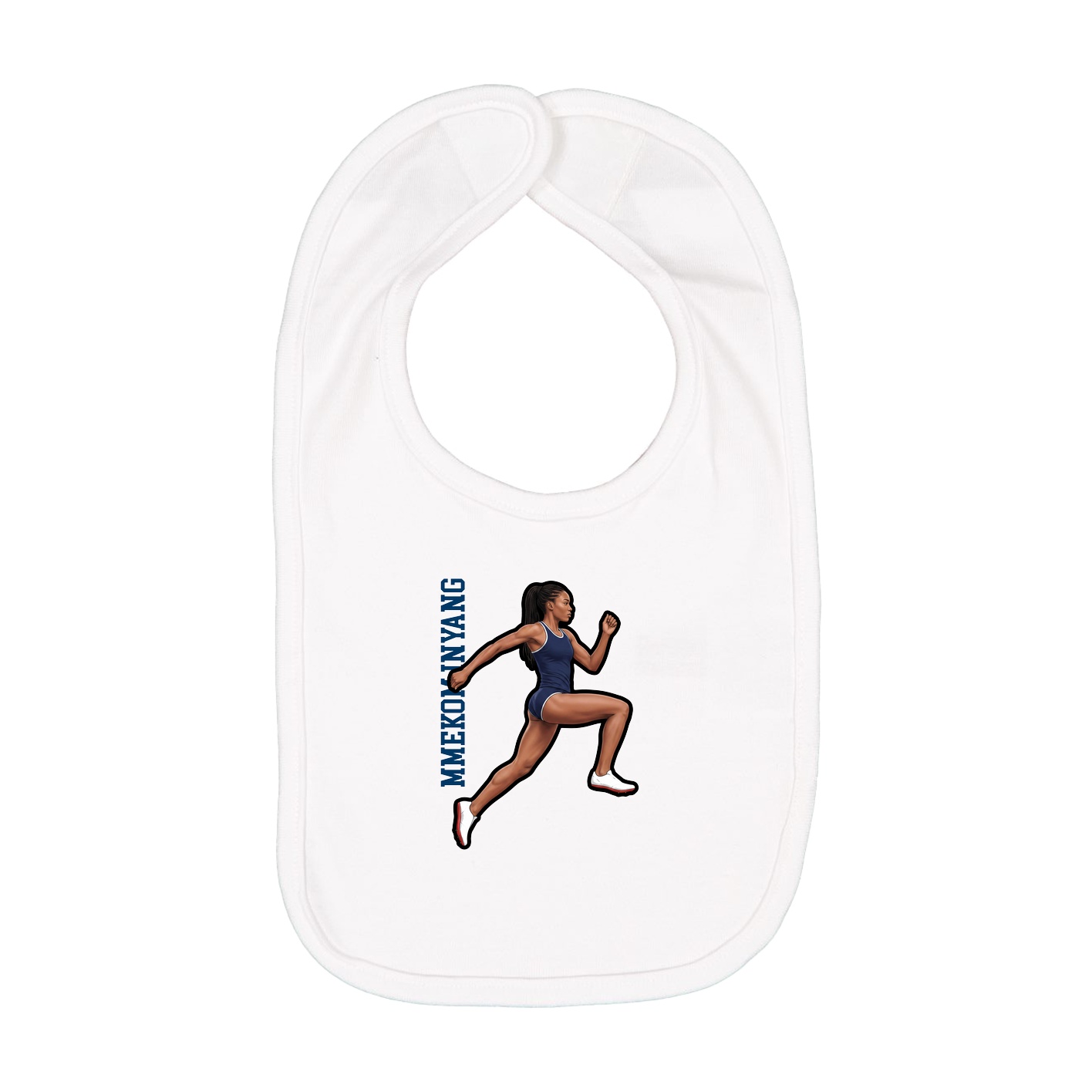 Infant Bib — Name Vertical in White