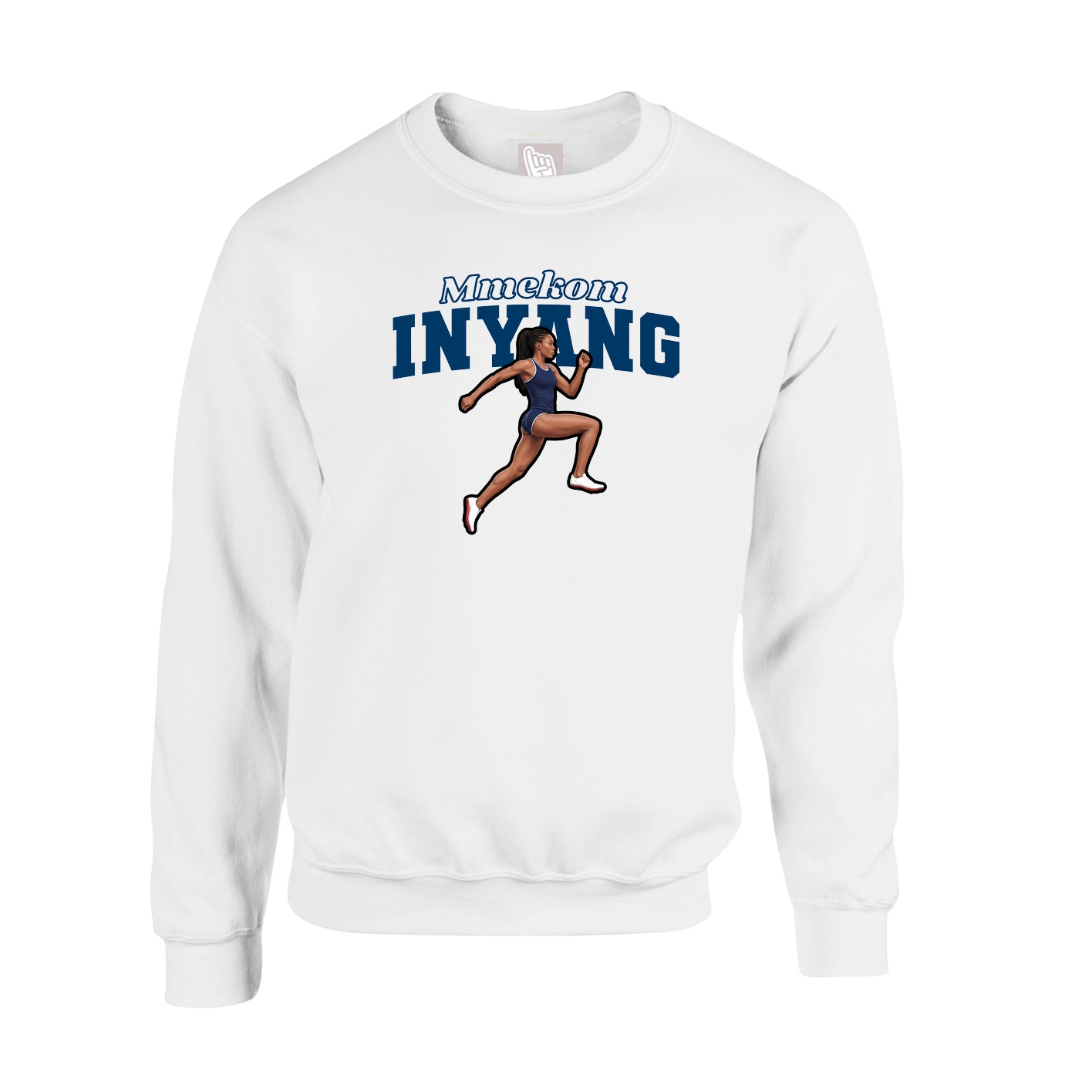 Fleece Crew — Name Arch in White