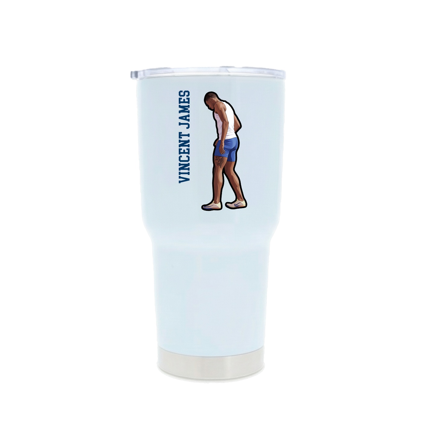 30oz Stainless Steel Tumbler — Name Vertical in White