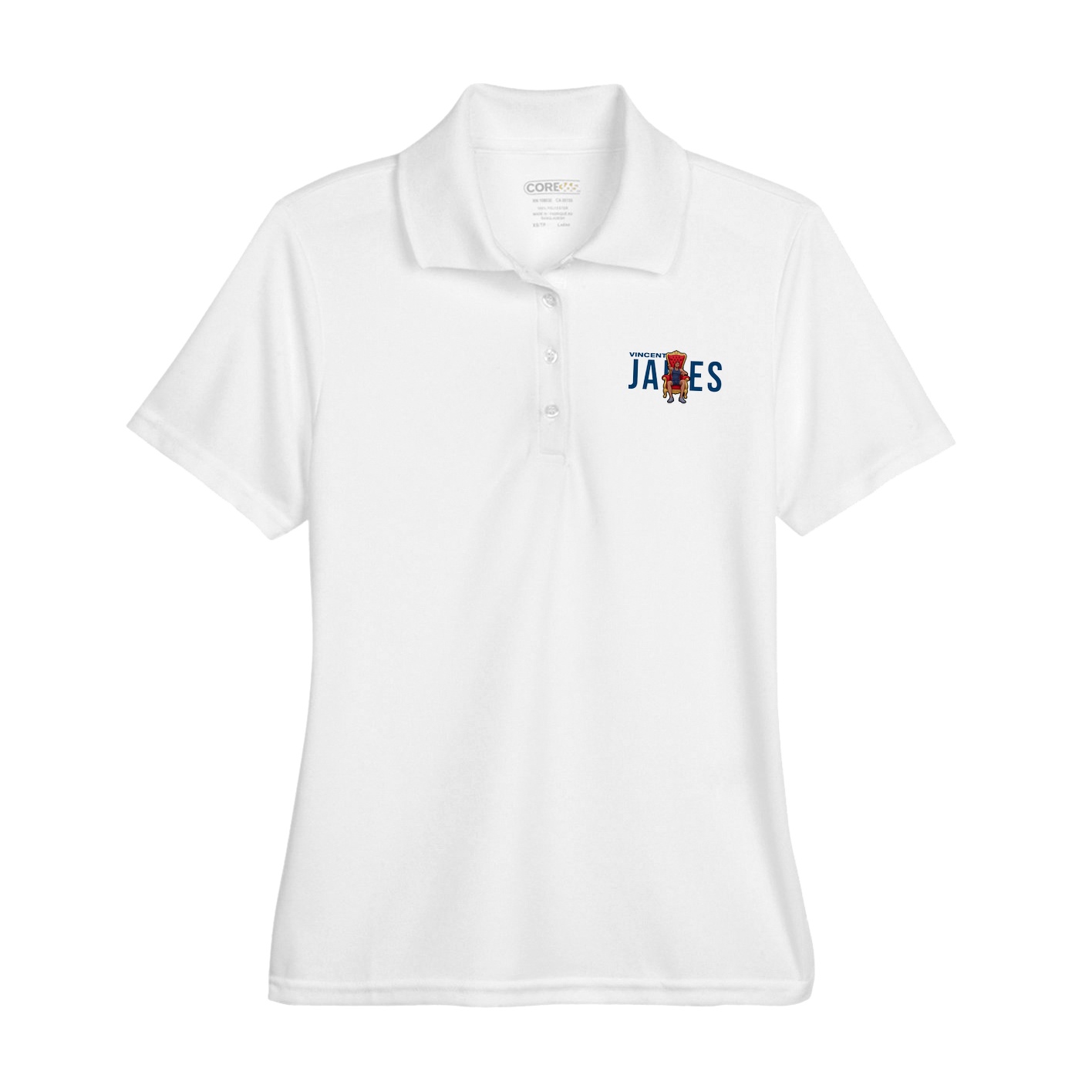 Womens Performance Polo — Player Name in White