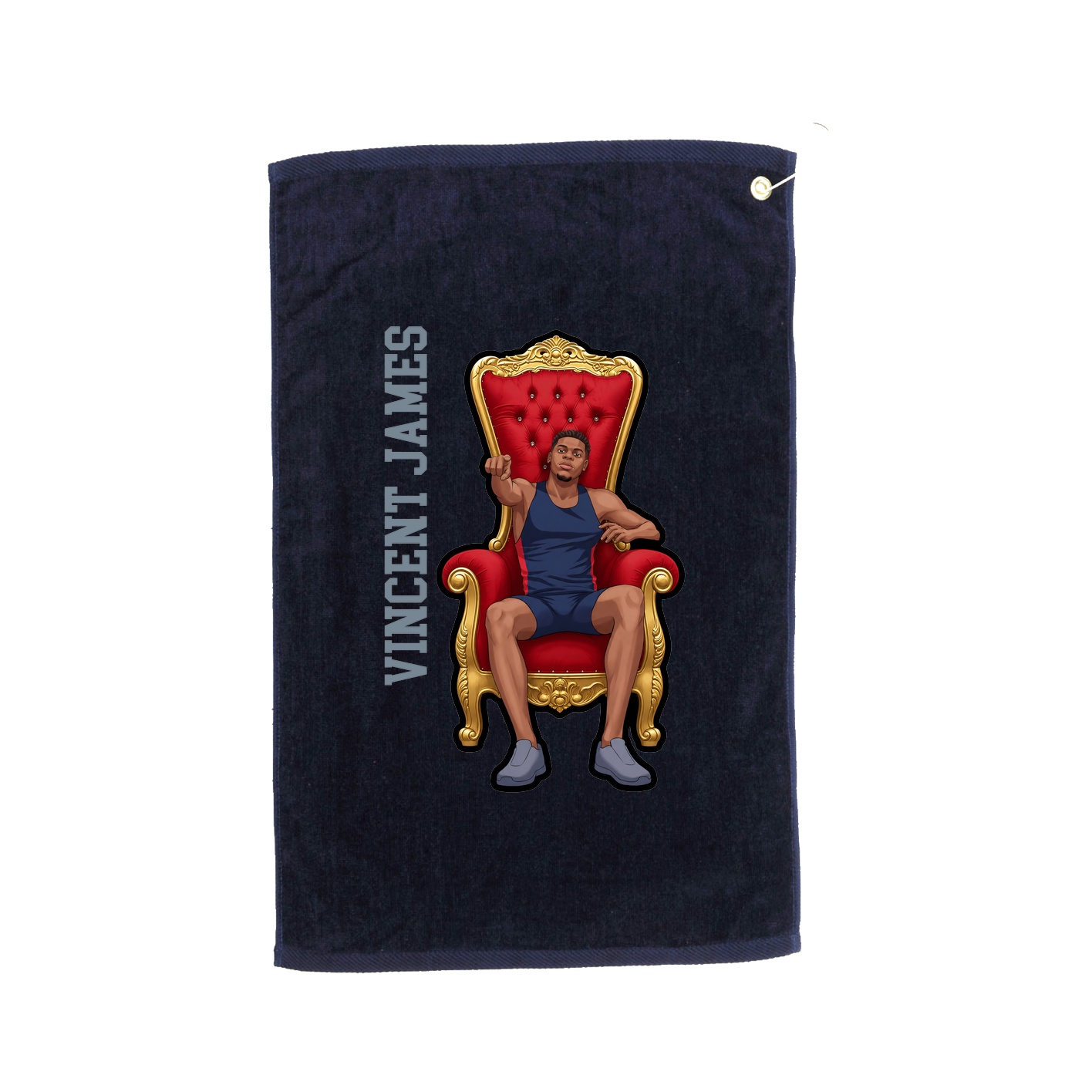 Golf Towel — Name Vertical in Navy