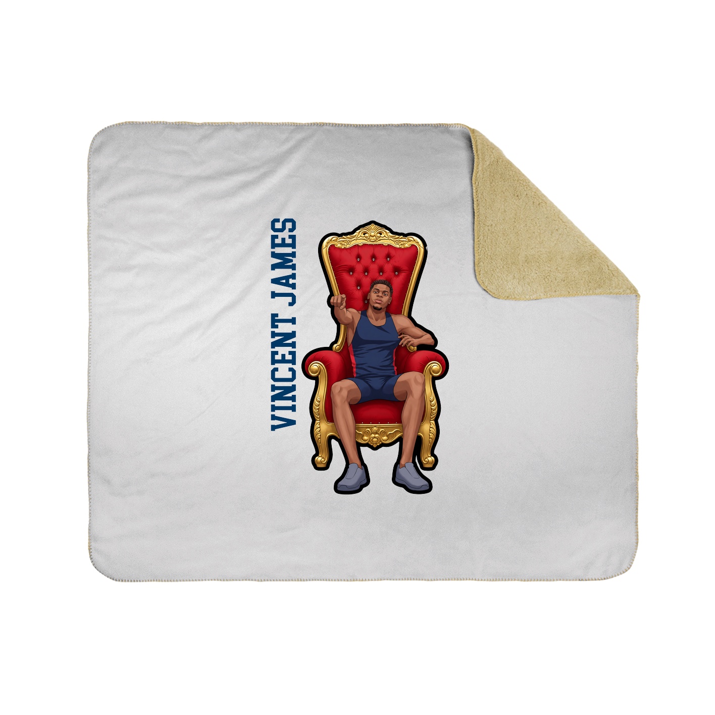 Throw Blanket — Name Vertical in White