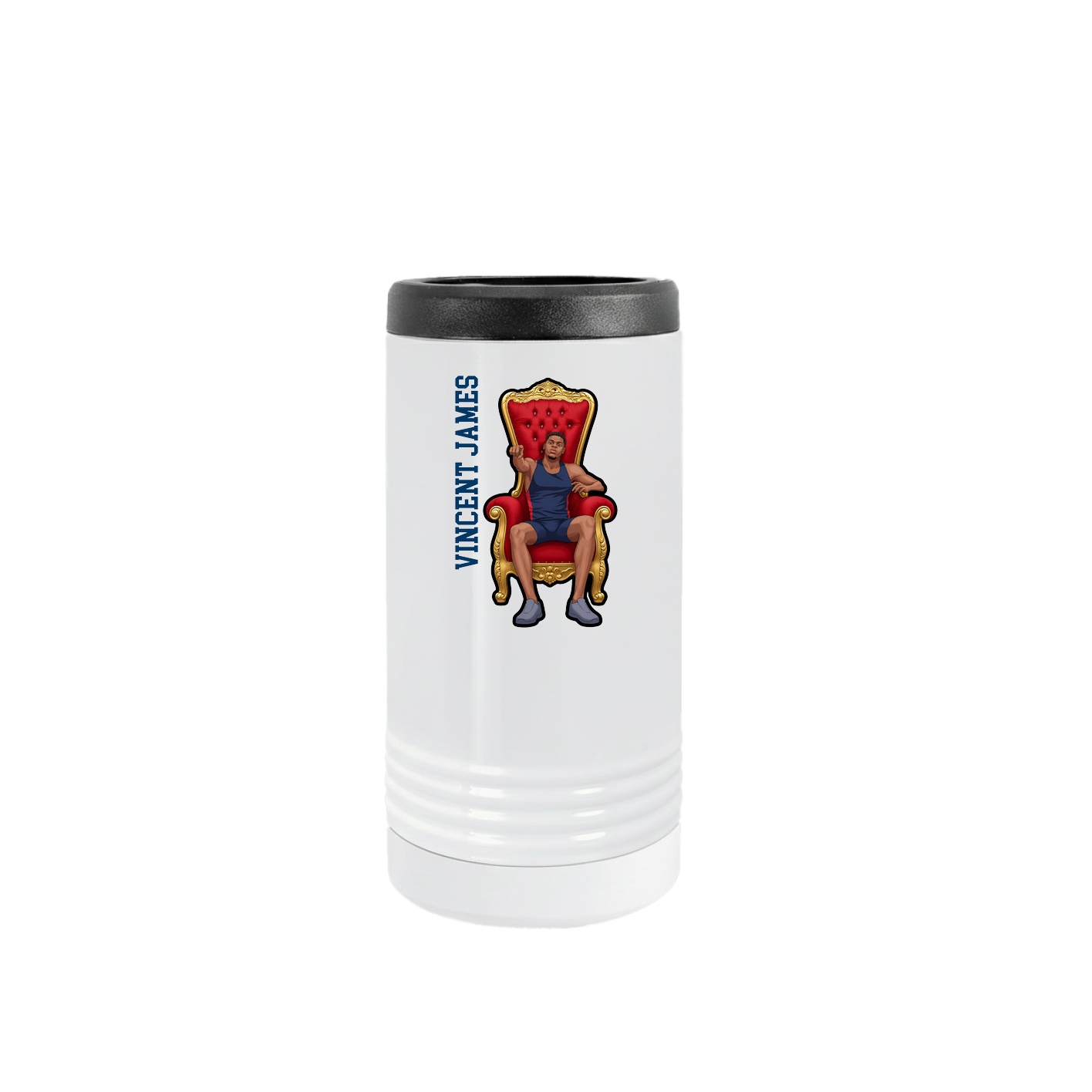 Slim Beverage Holder — Name Vertical in White